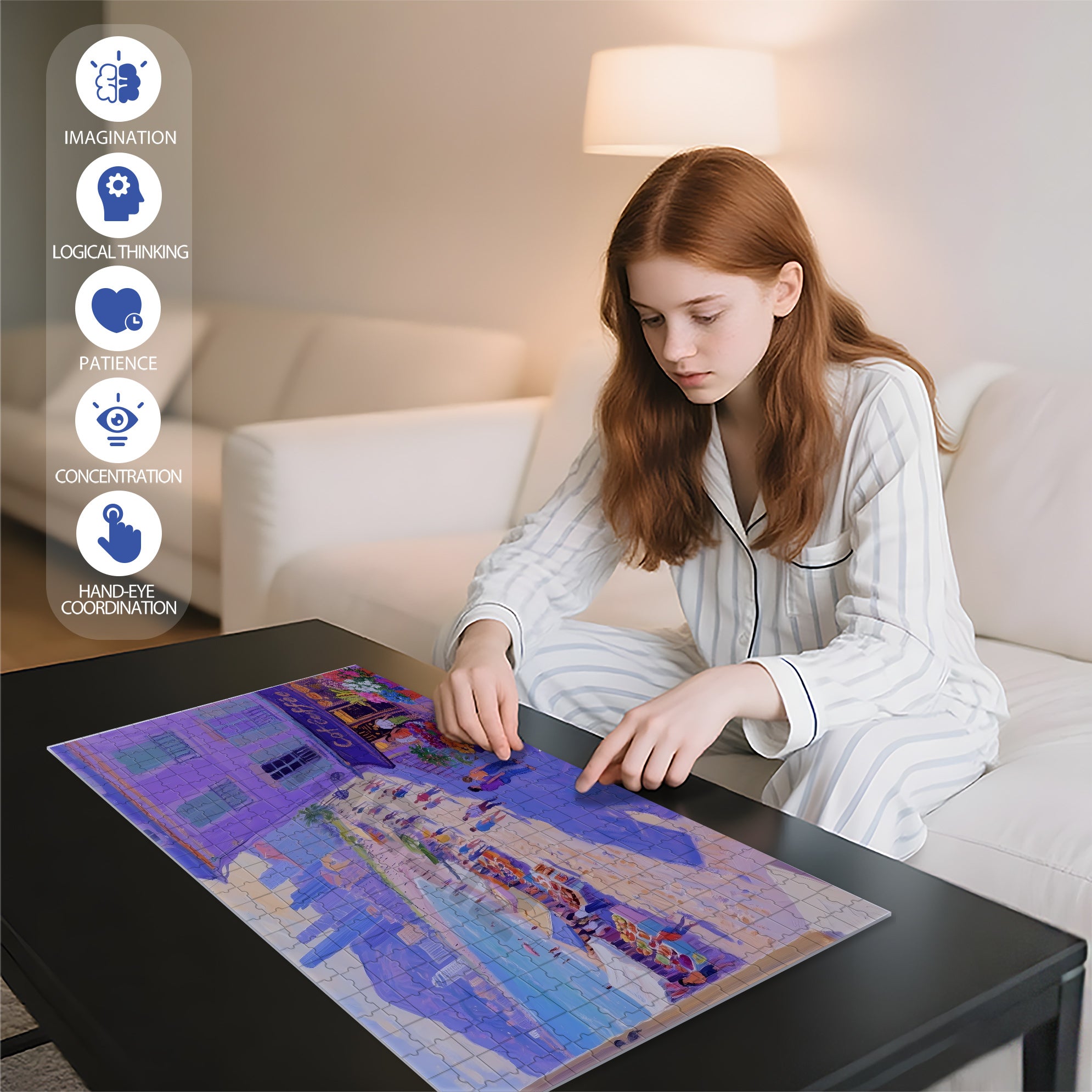 Beach Walk 500pcs/1000pcs Jigsaw Puzzle, Scratch-Resistant, Interactive Family Game & Brain-Boosting DIY Decor, Perfect for Halloween, Christmas & New Year Gifts, Family Puzzle Game