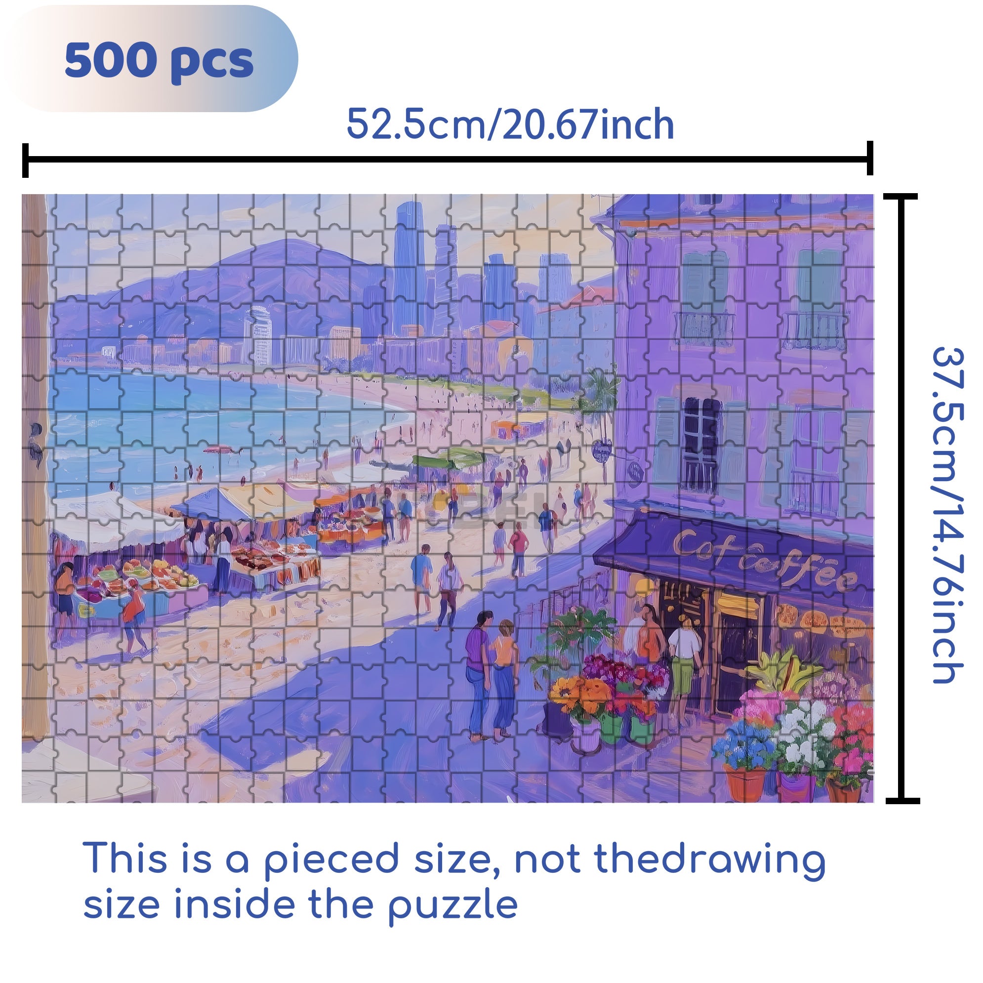Beach Walk 500pcs/1000pcs Jigsaw Puzzle, Scratch-Resistant, Interactive Family Game & Brain-Boosting DIY Decor, Perfect for Halloween, Christmas & New Year Gifts, Family Puzzle Game
