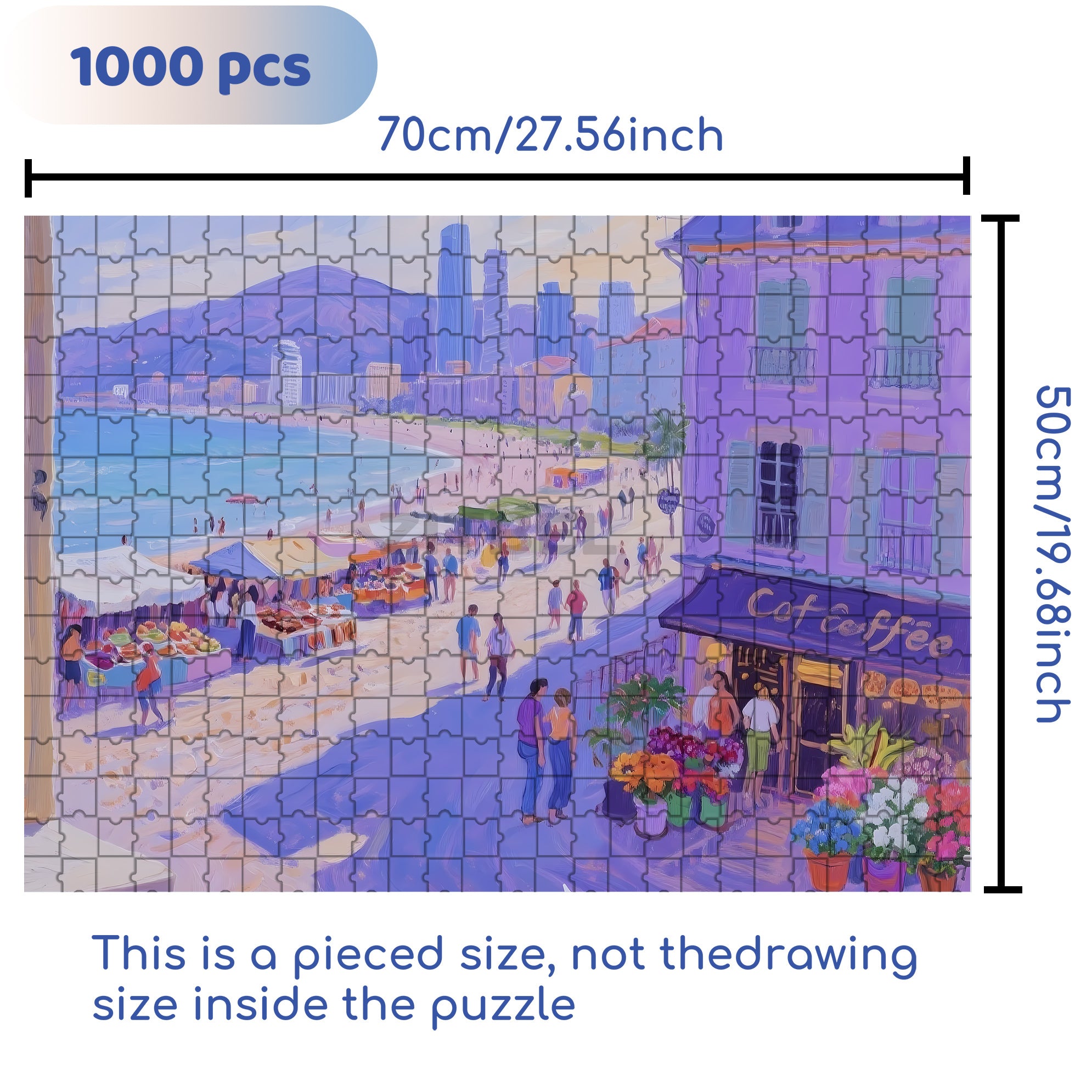 Beach Walk 500pcs/1000pcs Jigsaw Puzzle, Scratch-Resistant, Interactive Family Game & Brain-Boosting DIY Decor, Perfect for Halloween, Christmas & New Year Gifts, Family Puzzle Game