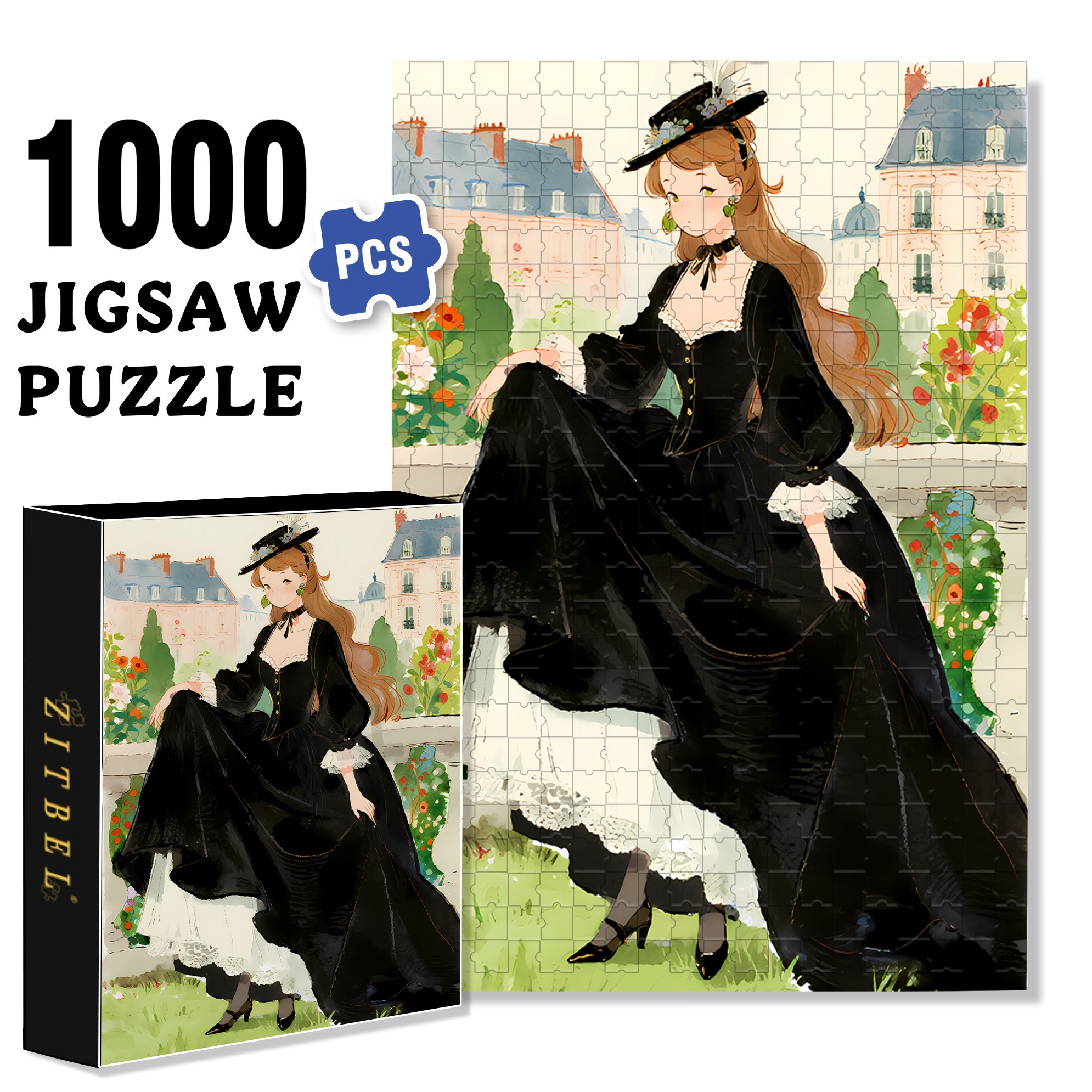 Black Dress 500pcs/1000pcs Jigsaw Puzzle, Scratch-Resistant, Interactive Family Game & Brain-Boosting DIY Decor, Perfect for Halloween, Christmas & New Year Gifts, Family Puzzle Game
