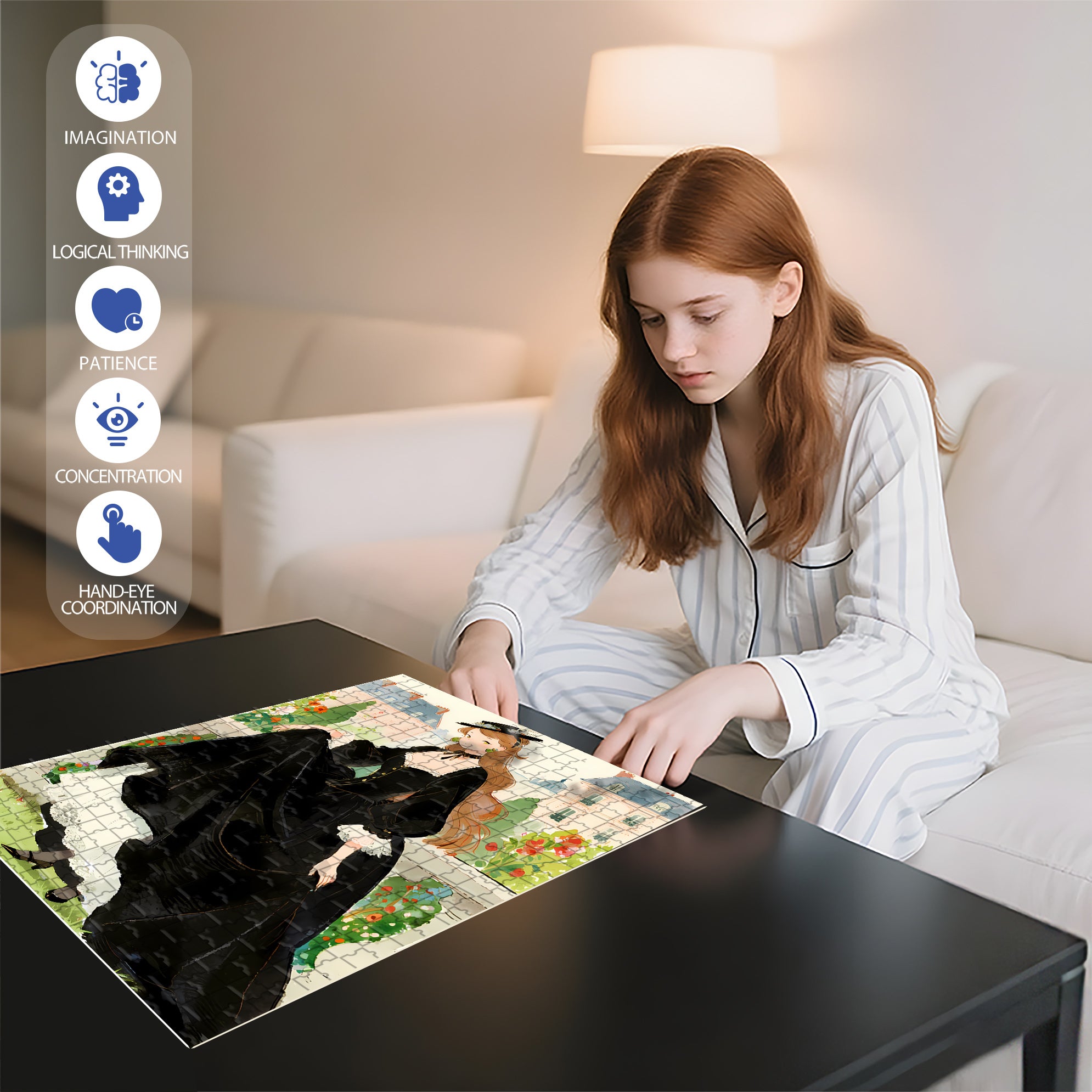 Black Dress 500pcs/1000pcs Jigsaw Puzzle, Scratch-Resistant, Interactive Family Game & Brain-Boosting DIY Decor, Perfect for Halloween, Christmas & New Year Gifts, Family Puzzle Game