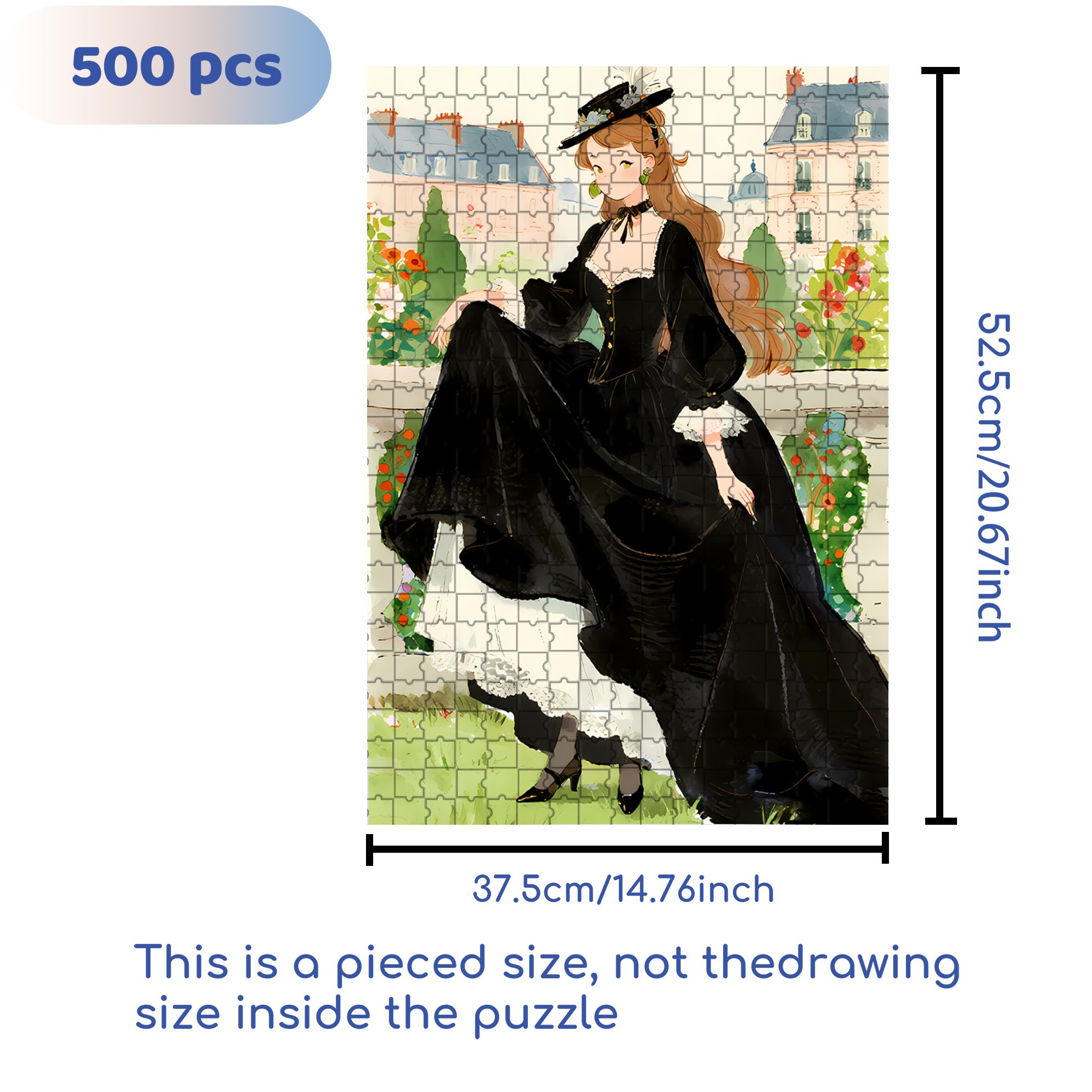 Black Dress 500pcs/1000pcs Jigsaw Puzzle, Scratch-Resistant, Interactive Family Game & Brain-Boosting DIY Decor, Perfect for Halloween, Christmas & New Year Gifts, Family Puzzle Game