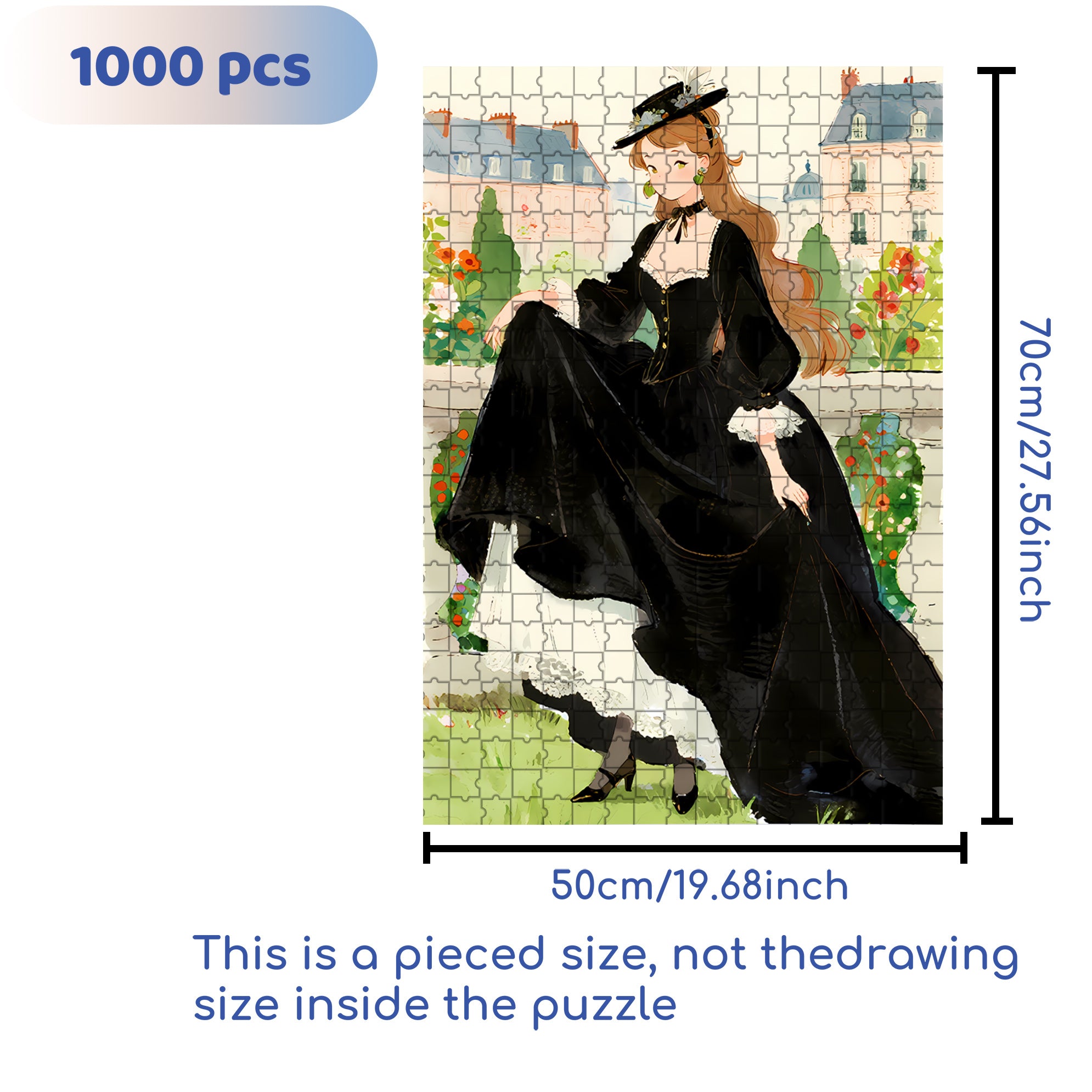Black Dress 500pcs/1000pcs Jigsaw Puzzle, Scratch-Resistant, Interactive Family Game & Brain-Boosting DIY Decor, Perfect for Halloween, Christmas & New Year Gifts, Family Puzzle Game
