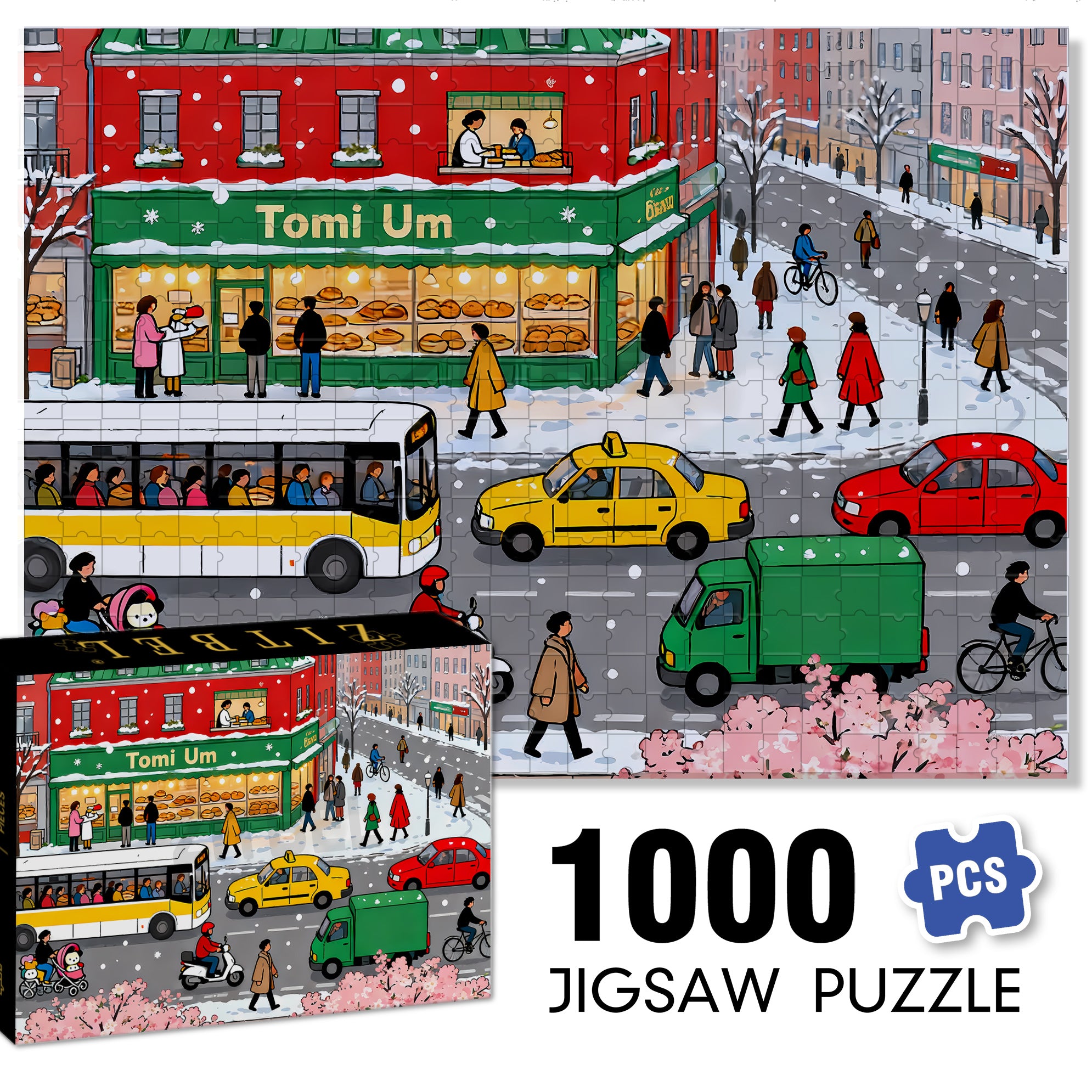 Bustling Traffic 500pcs/1000pcs Jigsaw Puzzle, Scratch-Resistant, Interactive Family Game & Brain-Boosting DIY Decor, Perfect for Halloween, Christmas & New Year Gifts, Family Puzzle Game