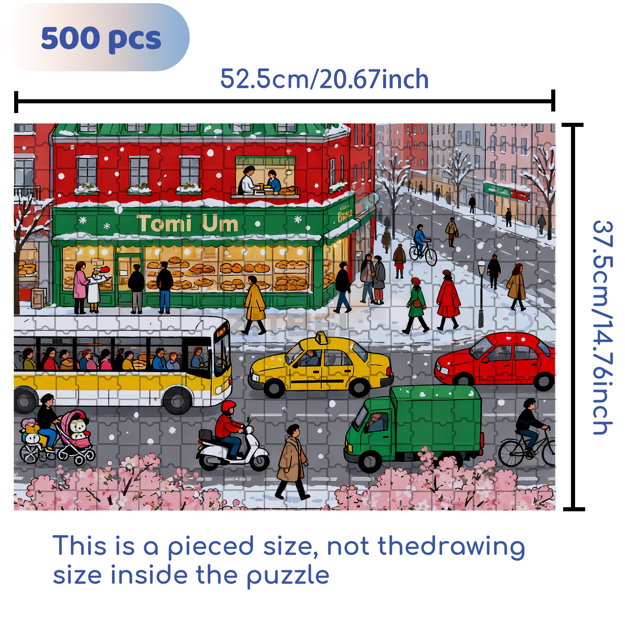 Bustling Traffic 500pcs/1000pcs Jigsaw Puzzle, Scratch-Resistant, Interactive Family Game & Brain-Boosting DIY Decor, Perfect for Halloween, Christmas & New Year Gifts, Family Puzzle Game