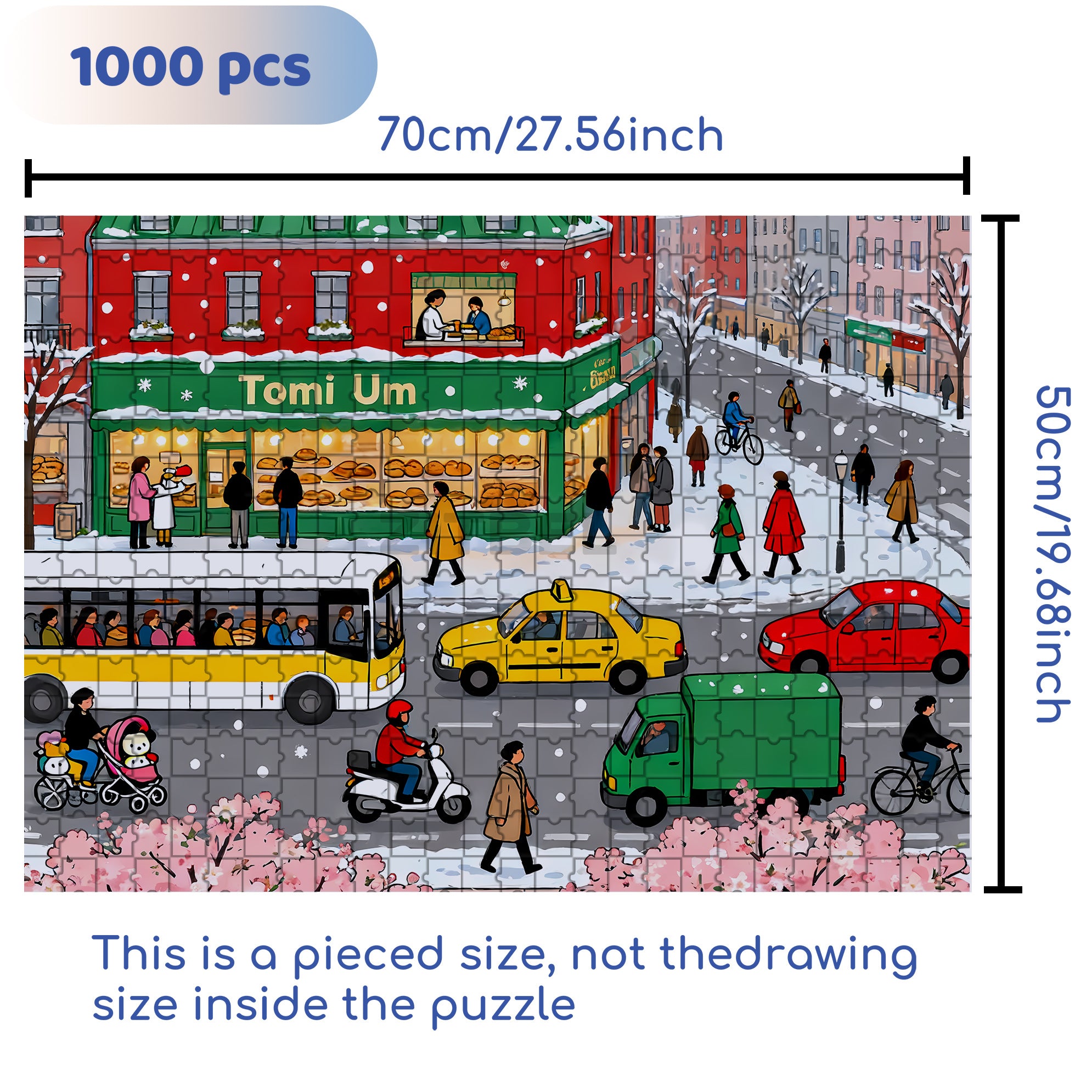 Bustling Traffic 500pcs/1000pcs Jigsaw Puzzle, Scratch-Resistant, Interactive Family Game & Brain-Boosting DIY Decor, Perfect for Halloween, Christmas & New Year Gifts, Family Puzzle Game