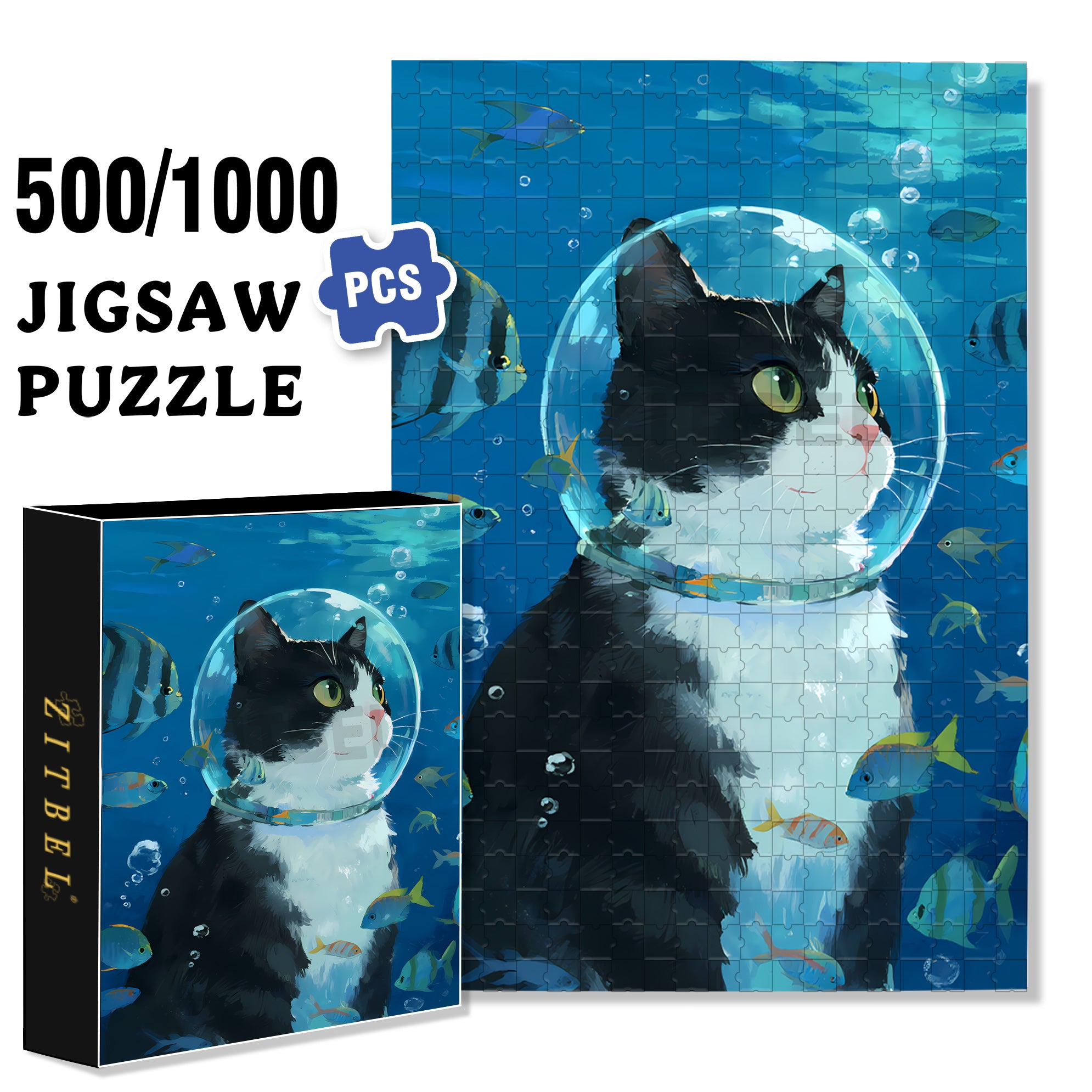 Cat Rhapsody 500pcs/1000pcs Jigsaw Puzzle, Scratch-Resistant, Interactive Family Game & Brain-Boosting DIY Decor, Perfect for Halloween, Christmas & New Year Gifts, Family Puzzle Game