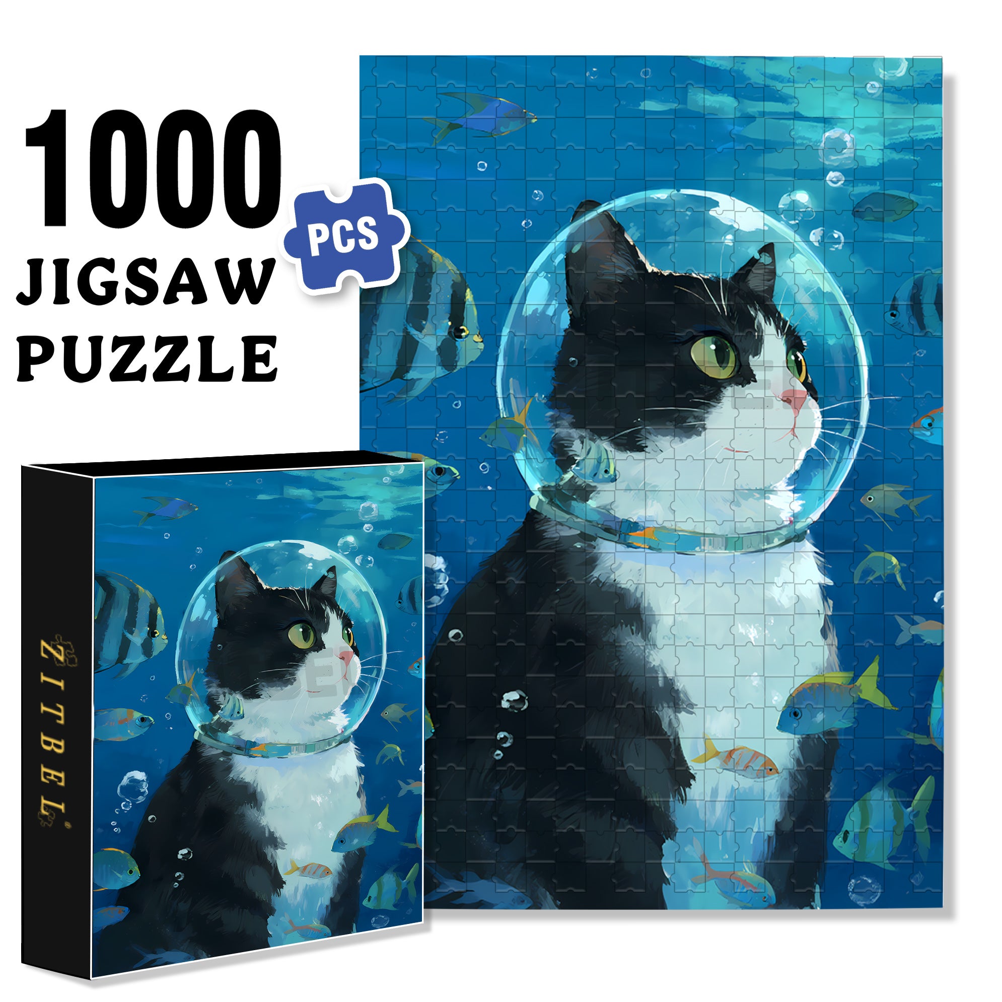 Cat Rhapsody 500pcs/1000pcs Jigsaw Puzzle, Scratch-Resistant, Interactive Family Game & Brain-Boosting DIY Decor, Perfect for Halloween, Christmas & New Year Gifts, Family Puzzle Game
