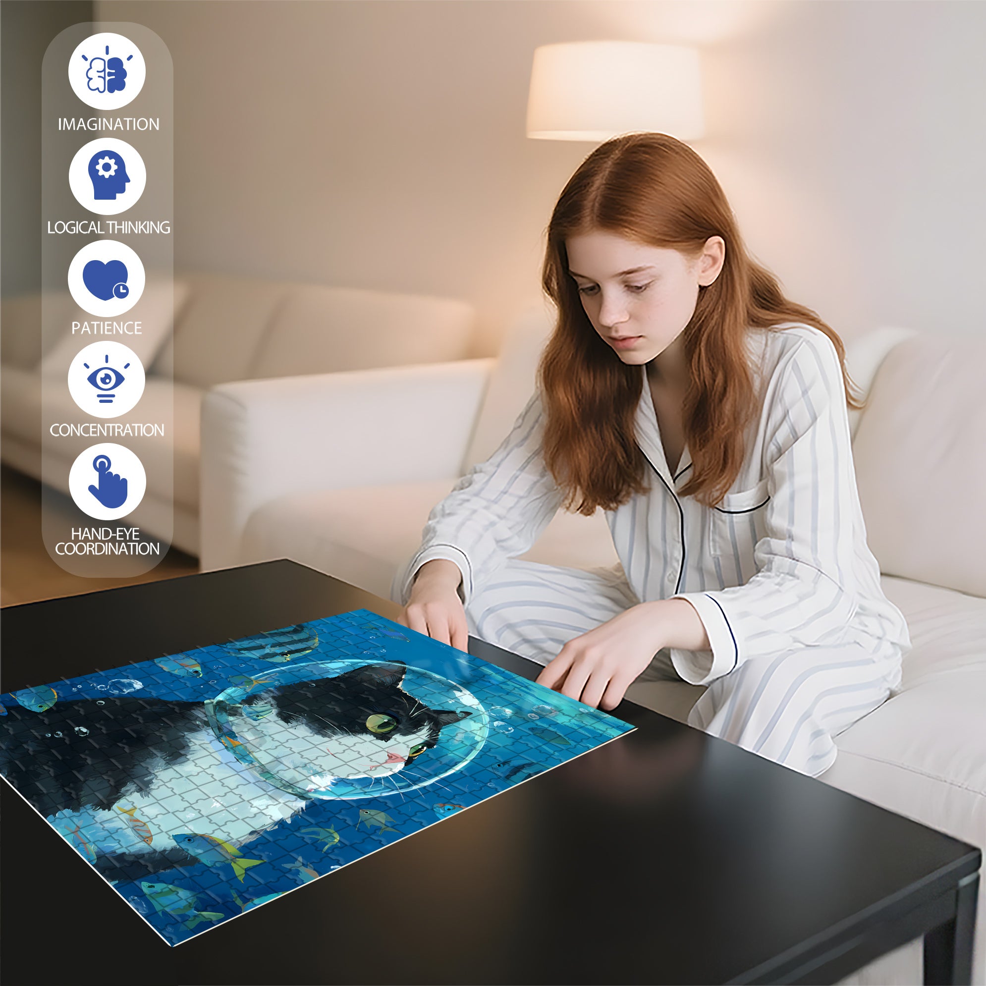 Cat Rhapsody 500pcs/1000pcs Jigsaw Puzzle, Scratch-Resistant, Interactive Family Game & Brain-Boosting DIY Decor, Perfect for Halloween, Christmas & New Year Gifts, Family Puzzle Game