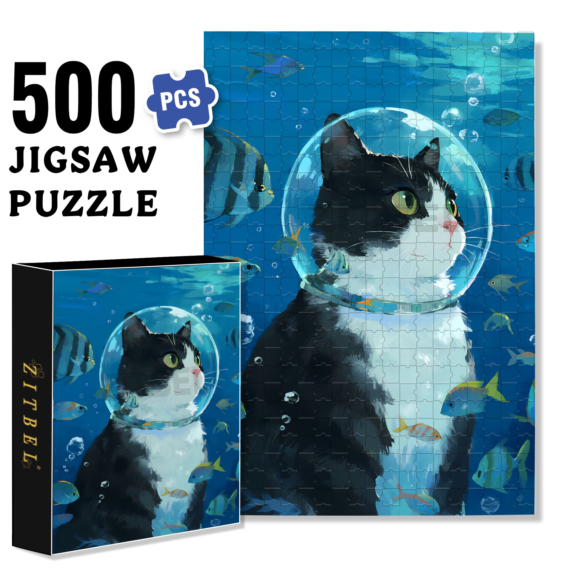 Cat Rhapsody 500pcs/1000pcs Jigsaw Puzzle, Scratch-Resistant, Interactive Family Game & Brain-Boosting DIY Decor, Perfect for Halloween, Christmas & New Year Gifts, Family Puzzle Game