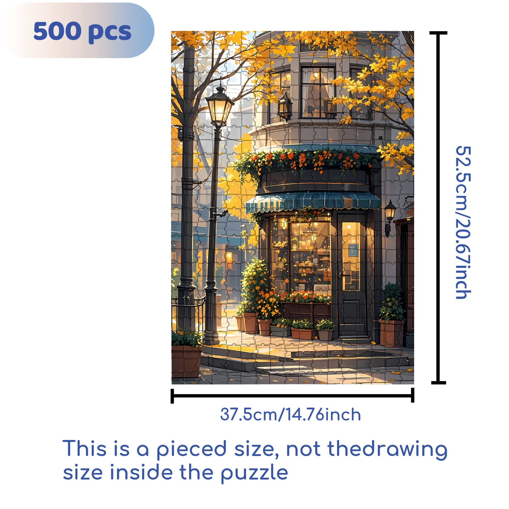 Corner Coffee Shop 500pcs/1000pcs Jigsaw Puzzle, Scratch-Resistant, Interactive Family Game & Brain-Boosting DIY Decor, Perfect for Halloween, Christmas & New Year Gifts, Family Puzzle Game