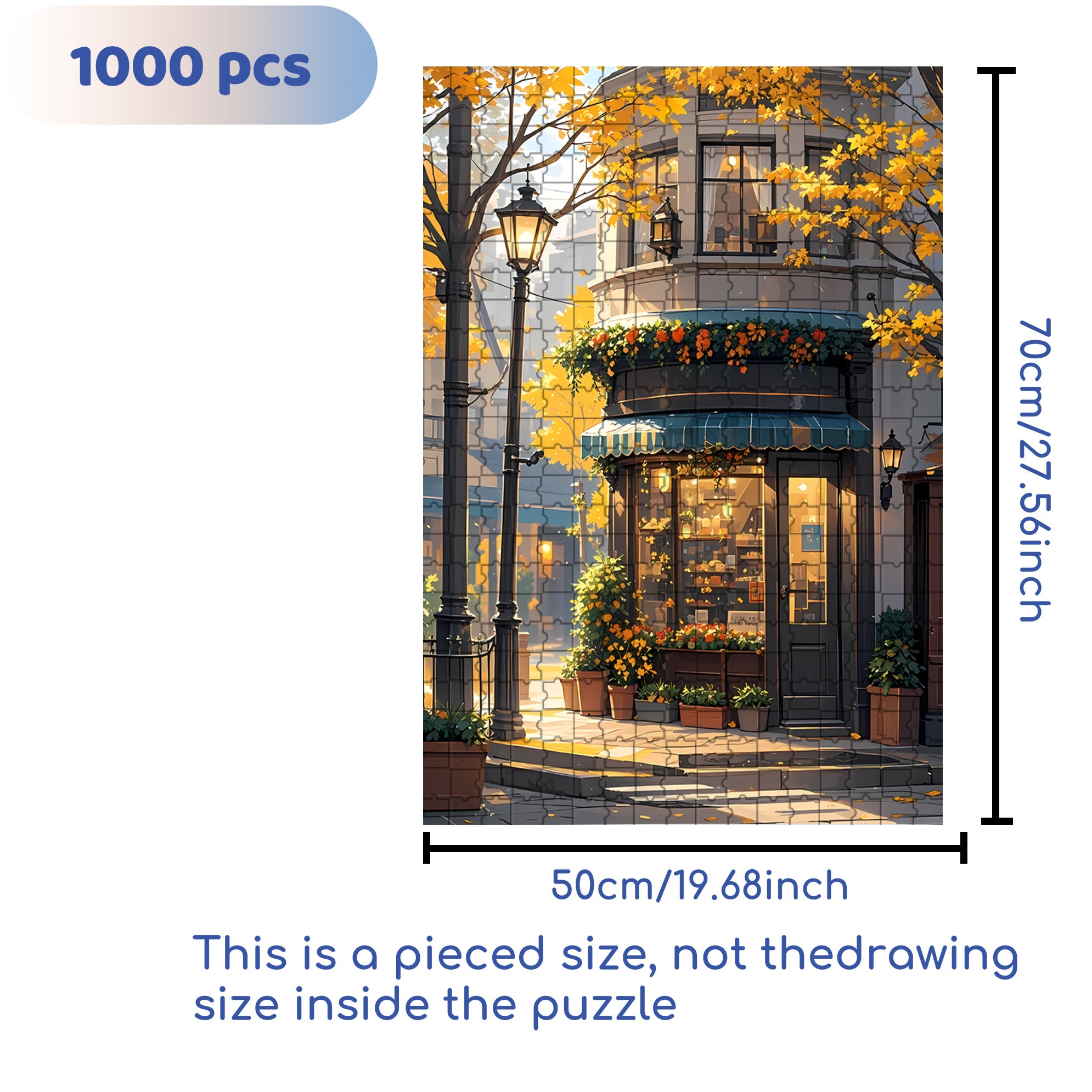 Corner Coffee Shop 500pcs/1000pcs Jigsaw Puzzle, Scratch-Resistant, Interactive Family Game & Brain-Boosting DIY Decor, Perfect for Halloween, Christmas & New Year Gifts, Family Puzzle Game