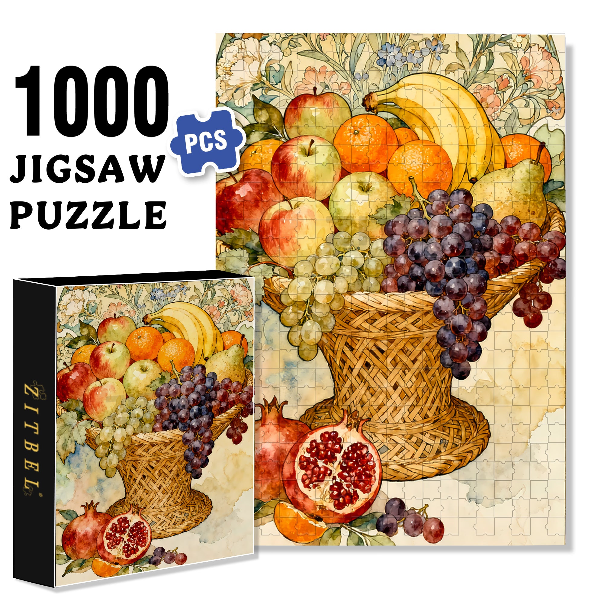 Fruit Feast 500pcs/1000pcs Jigsaw Puzzle, Scratch-Resistant, Interactive Family Game & Brain-Boosting DIY Decor, Perfect for Halloween, Christmas & New Year Gifts, Family Puzzle Game