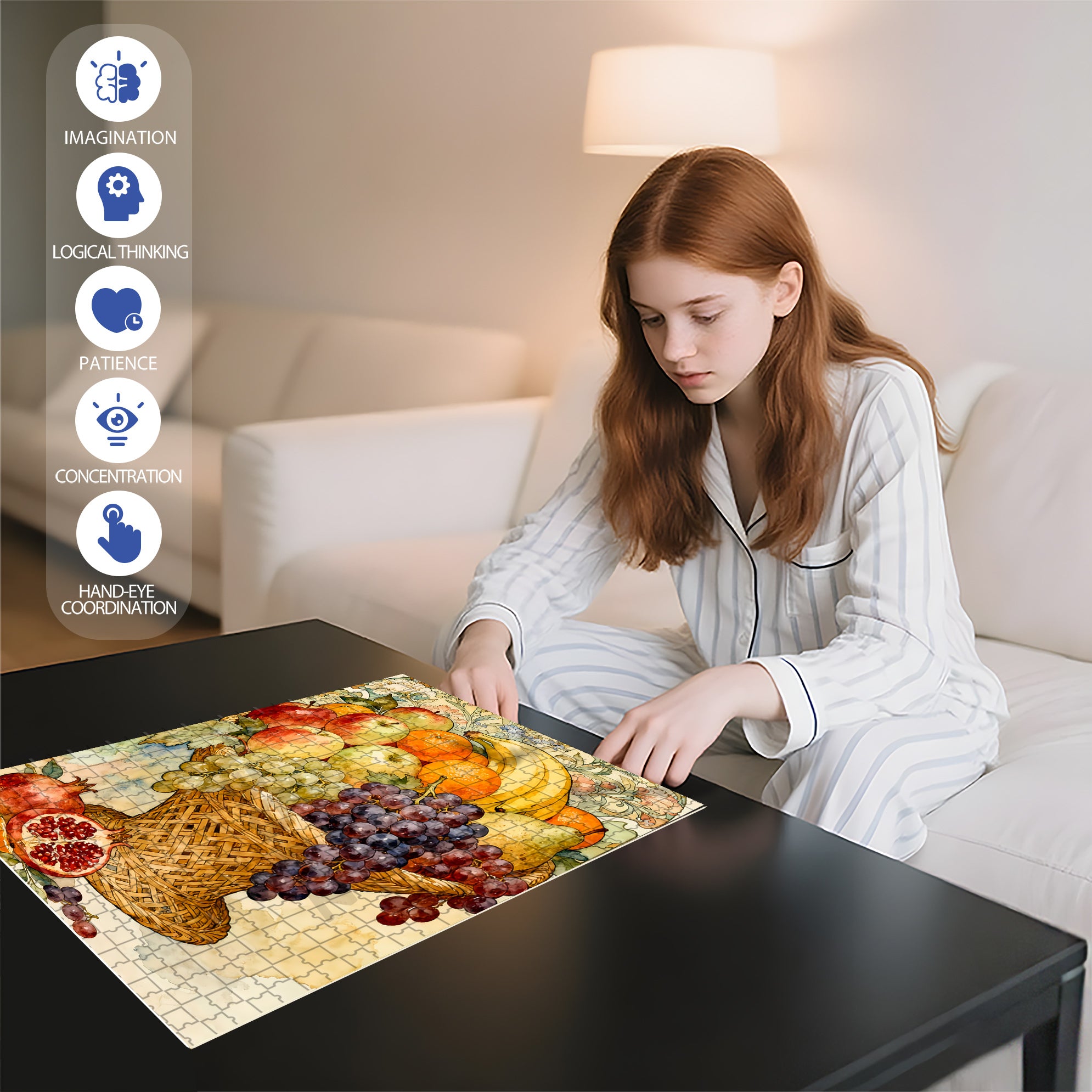 Fruit Feast 500pcs/1000pcs Jigsaw Puzzle, Scratch-Resistant, Interactive Family Game & Brain-Boosting DIY Decor, Perfect for Halloween, Christmas & New Year Gifts, Family Puzzle Game