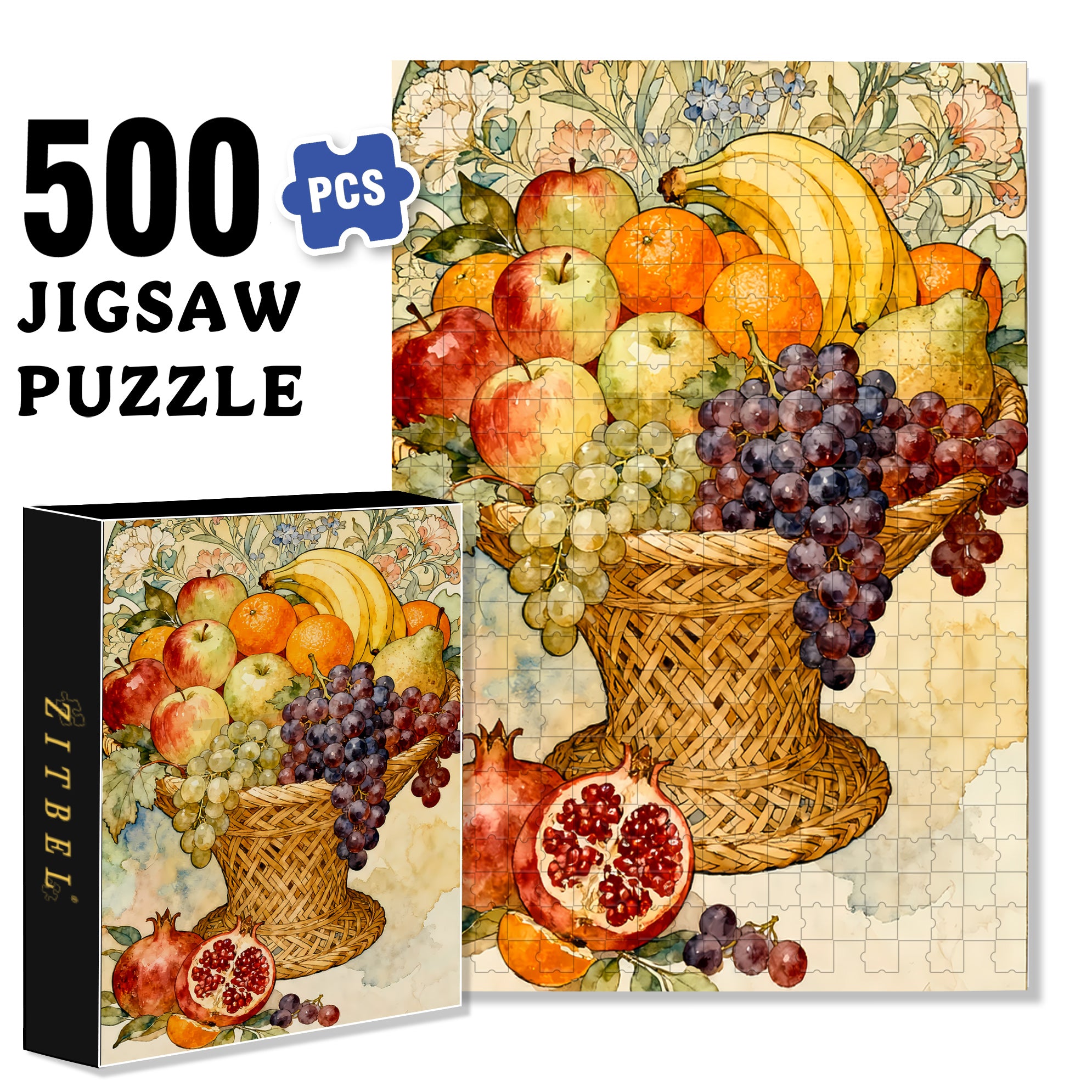 Fruit Feast 500pcs/1000pcs Jigsaw Puzzle, Scratch-Resistant, Interactive Family Game & Brain-Boosting DIY Decor, Perfect for Halloween, Christmas & New Year Gifts, Family Puzzle Game