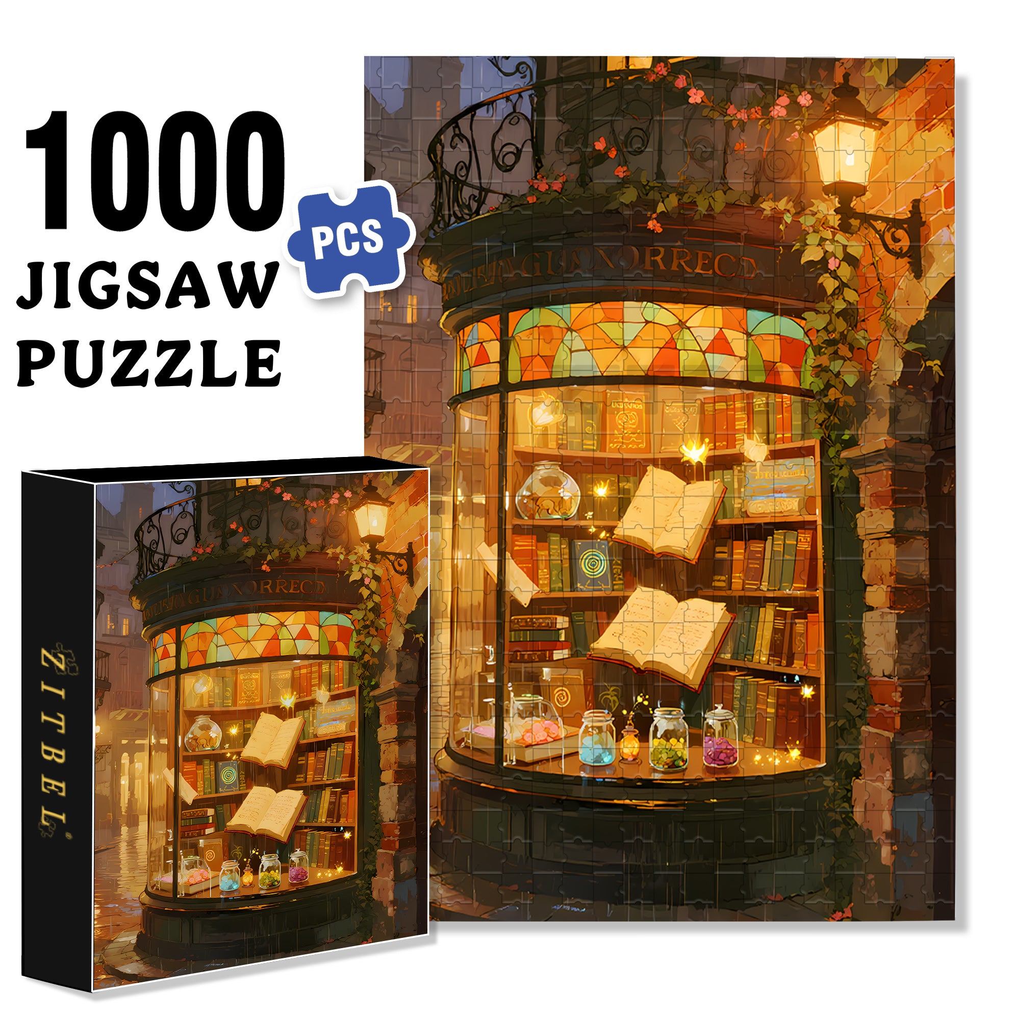 Glass Display Case 500pcs/1000pcs Jigsaw Puzzle, Scratch-Resistant, Interactive Family Game & Brain-Boosting DIY Decor, Perfect for Halloween, Christmas & New Year Gifts, Family Puzzle Game