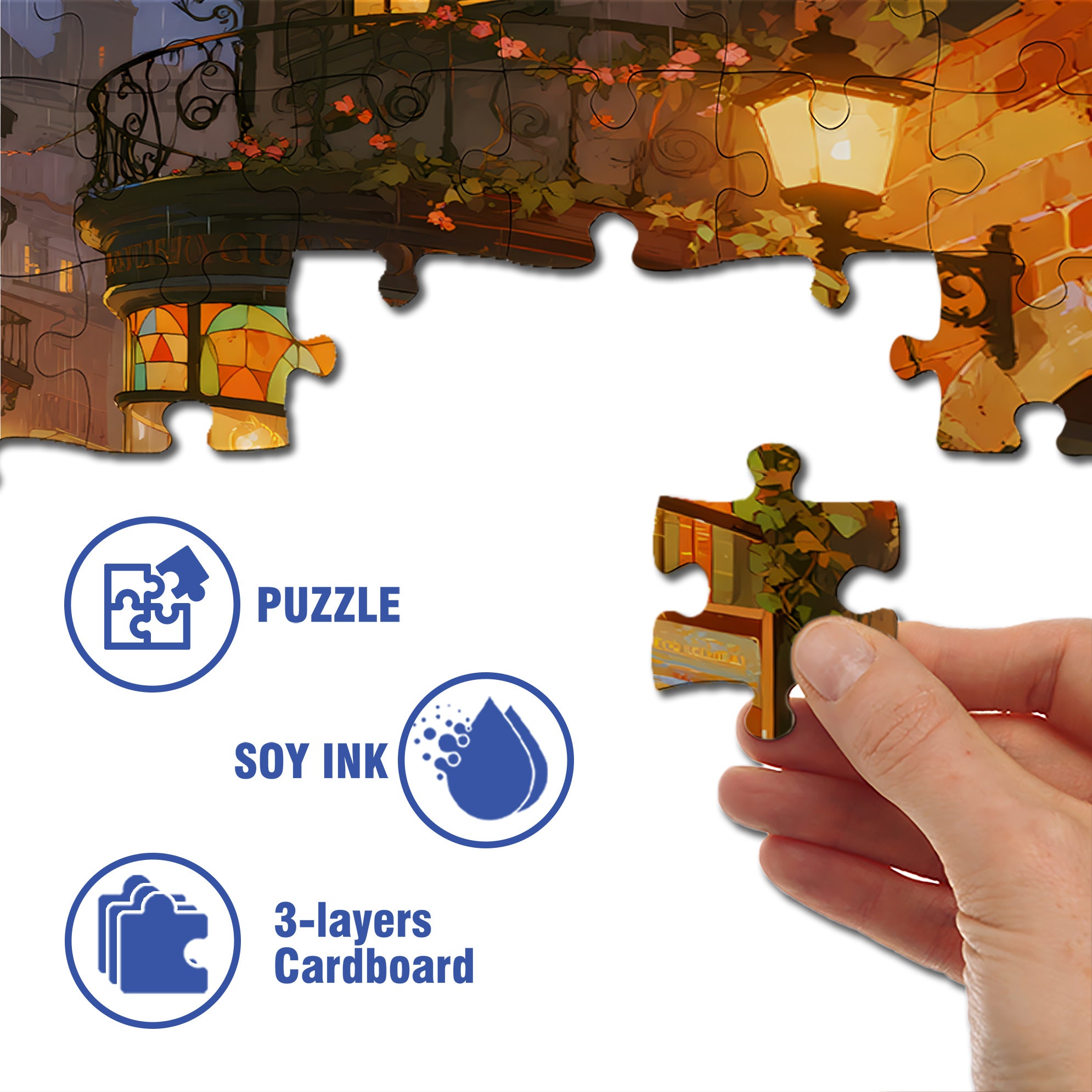 Glass Display Case 500pcs/1000pcs Jigsaw Puzzle, Scratch-Resistant, Interactive Family Game & Brain-Boosting DIY Decor, Perfect for Halloween, Christmas & New Year Gifts, Family Puzzle Game