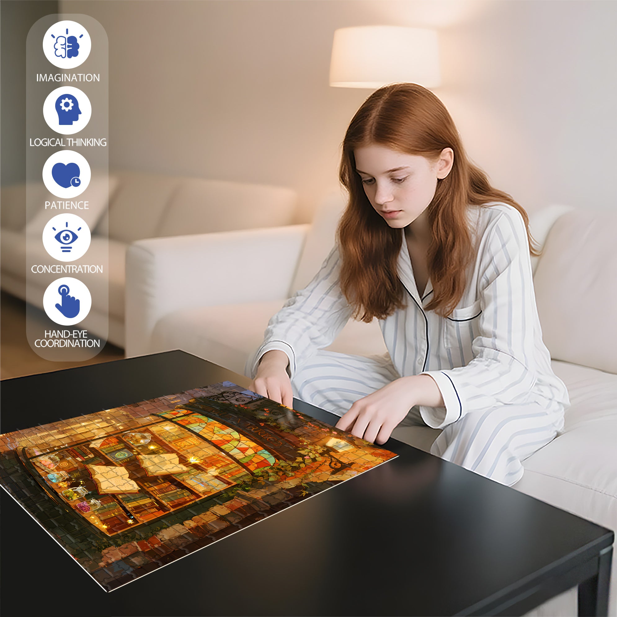 Glass Display Case 500pcs/1000pcs Jigsaw Puzzle, Scratch-Resistant, Interactive Family Game & Brain-Boosting DIY Decor, Perfect for Halloween, Christmas & New Year Gifts, Family Puzzle Game