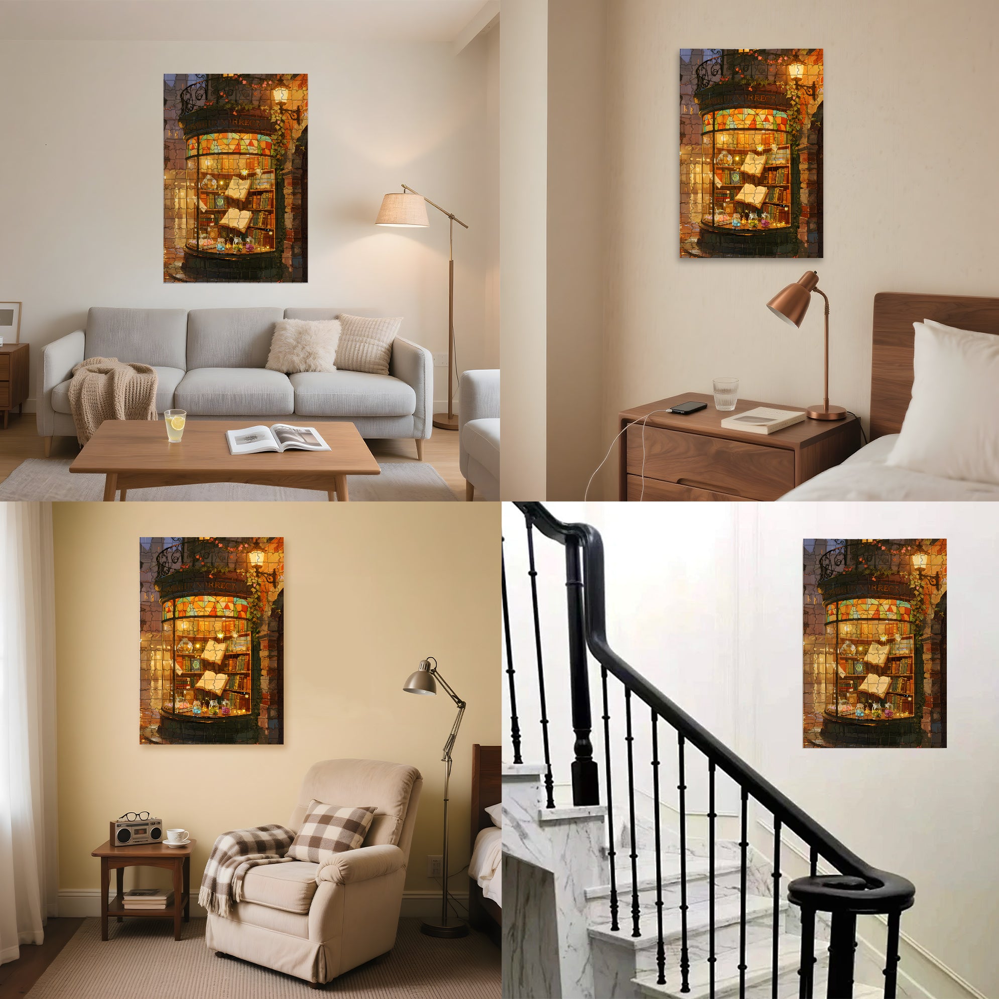 Glass Display Case 500pcs/1000pcs Jigsaw Puzzle, Scratch-Resistant, Interactive Family Game & Brain-Boosting DIY Decor, Perfect for Halloween, Christmas & New Year Gifts, Family Puzzle Game