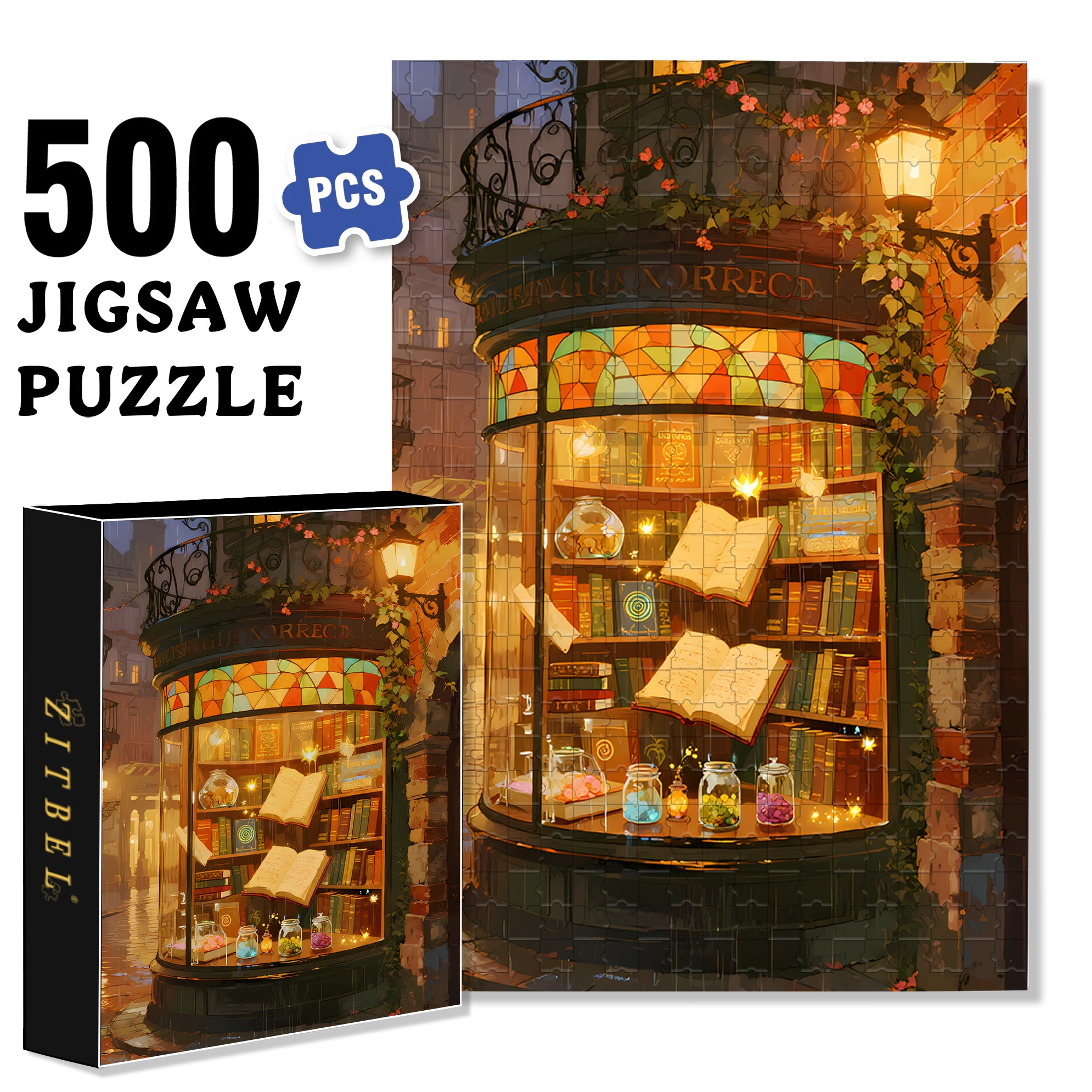 Glass Display Case 500pcs/1000pcs Jigsaw Puzzle, Scratch-Resistant, Interactive Family Game & Brain-Boosting DIY Decor, Perfect for Halloween, Christmas & New Year Gifts, Family Puzzle Game