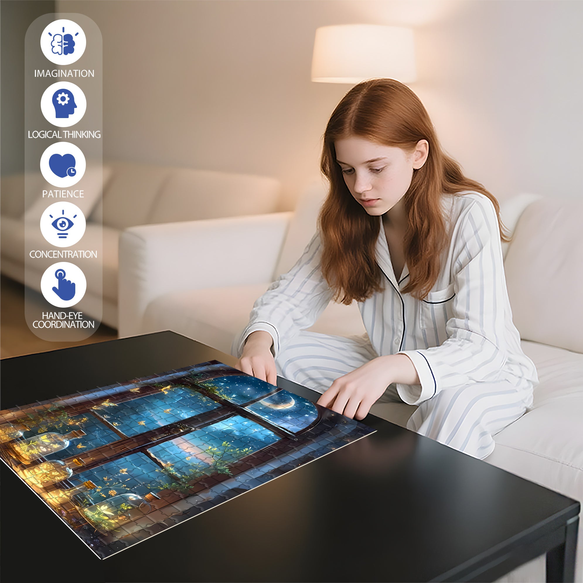 Glowing Butterfly 500pcs/1000pcs Jigsaw Puzzle, Scratch-Resistant, Interactive Family Game & Brain-Boosting DIY Decor, Perfect for Halloween, Christmas & New Year Gifts, Family Puzzle Game