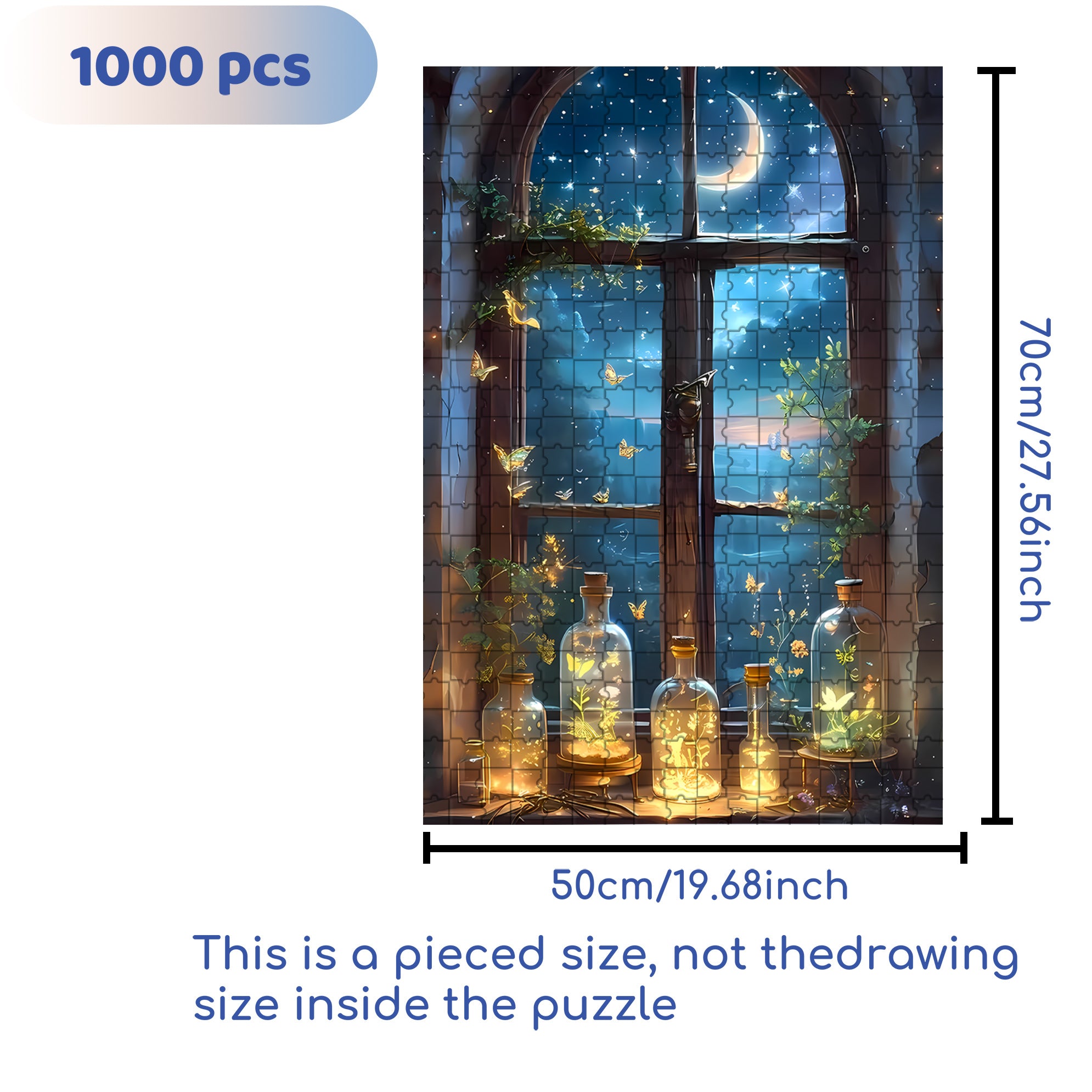 Glowing Butterfly 500pcs/1000pcs Jigsaw Puzzle, Scratch-Resistant, Interactive Family Game & Brain-Boosting DIY Decor, Perfect for Halloween, Christmas & New Year Gifts, Family Puzzle Game