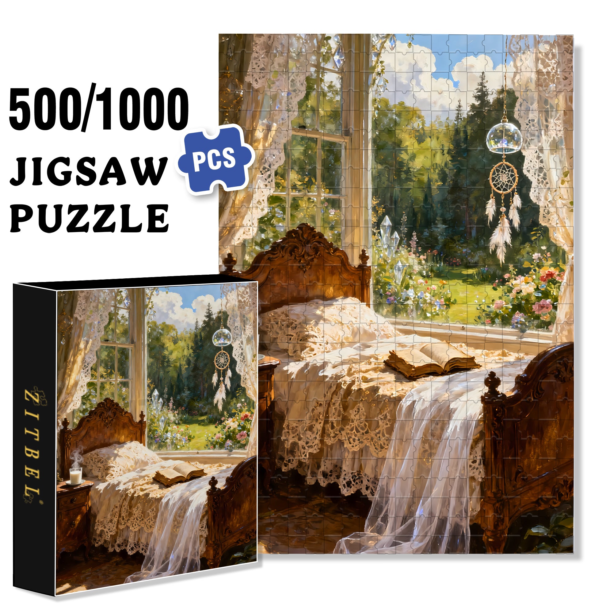 Gorgeous Bedroom 500pcs/1000pcs Jigsaw Puzzle, Scratch-Resistant, Interactive Family Game & Brain-Boosting DIY Decor, Perfect for Halloween, Christmas & New Year Gifts, Family Puzzle Game