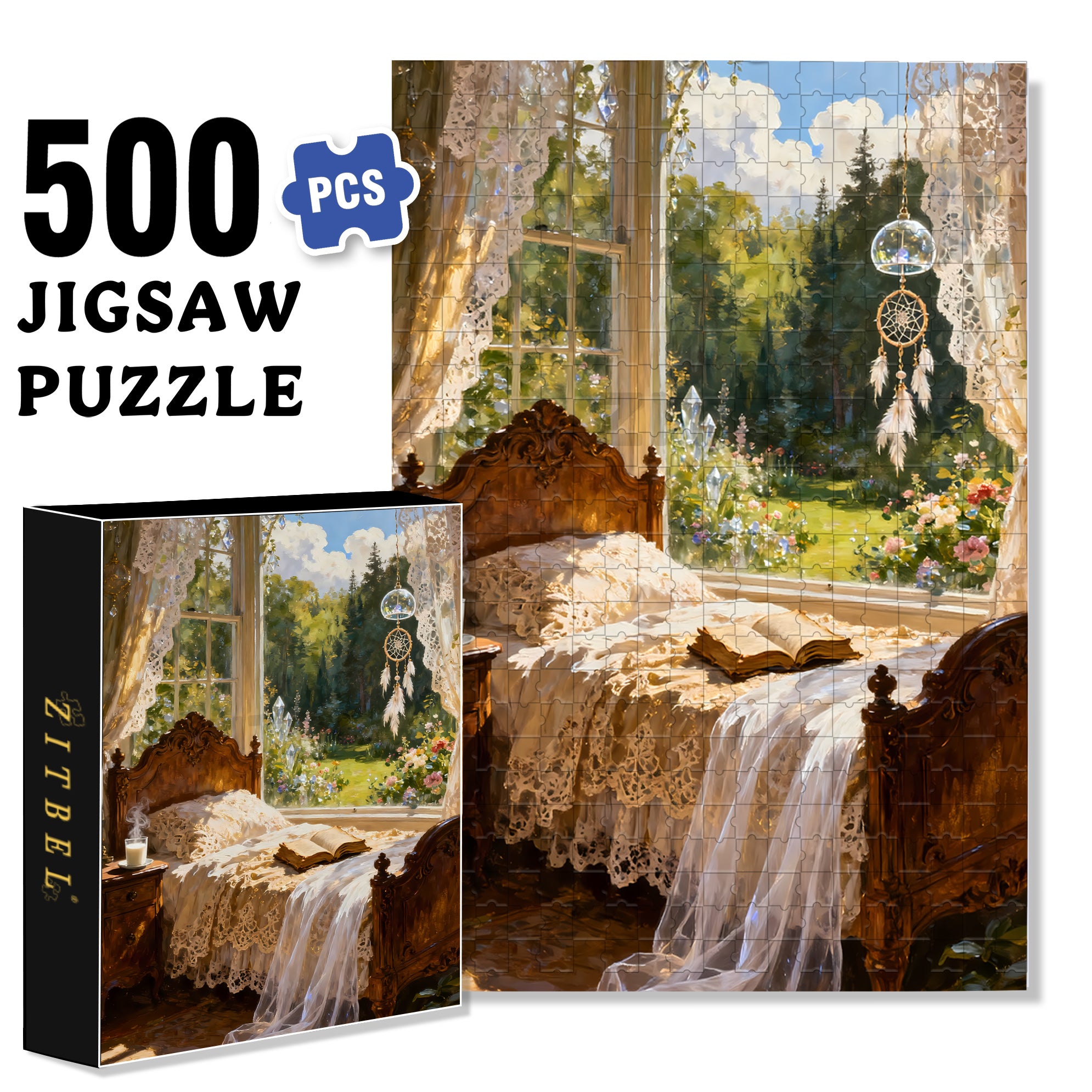 Gorgeous Bedroom 500pcs/1000pcs Jigsaw Puzzle, Scratch-Resistant, Interactive Family Game & Brain-Boosting DIY Decor, Perfect for Halloween, Christmas & New Year Gifts, Family Puzzle Game