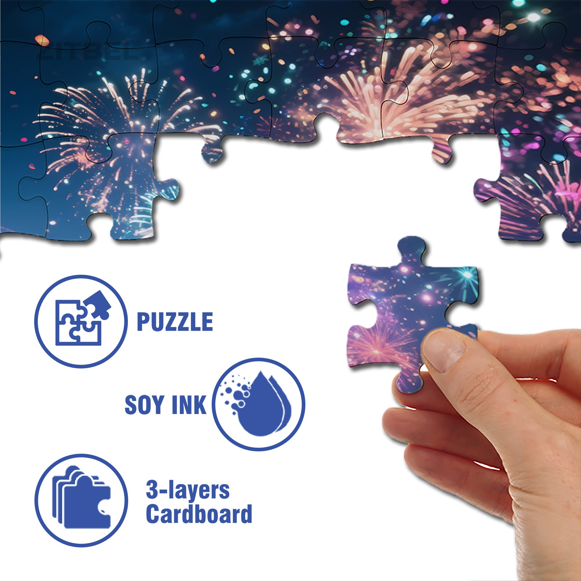 Happy New Year 500pcs/1000pcs Jigsaw Puzzle, Scratch-Resistant, Interactive Family Game & Brain-Boosting DIY Decor, Perfect for Halloween, Christmas & New Year Gifts, Family Puzzle Game