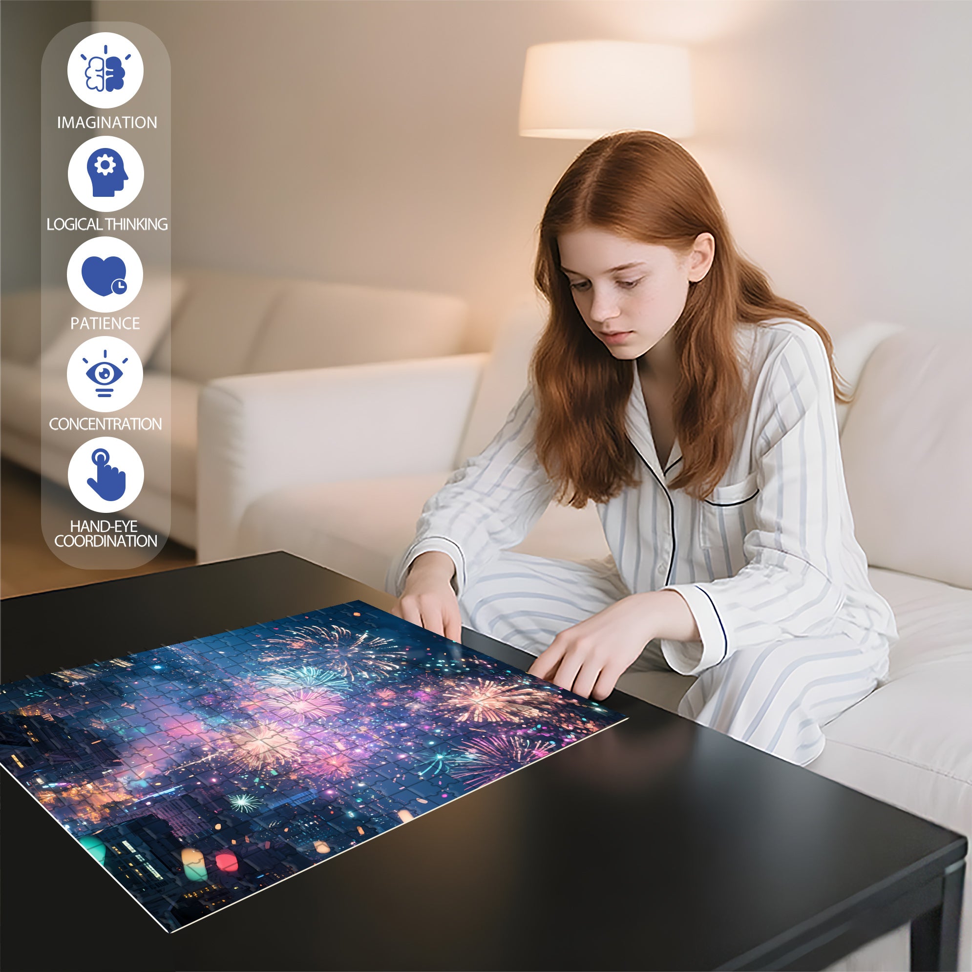 Happy New Year 500pcs/1000pcs Jigsaw Puzzle, Scratch-Resistant, Interactive Family Game & Brain-Boosting DIY Decor, Perfect for Halloween, Christmas & New Year Gifts, Family Puzzle Game