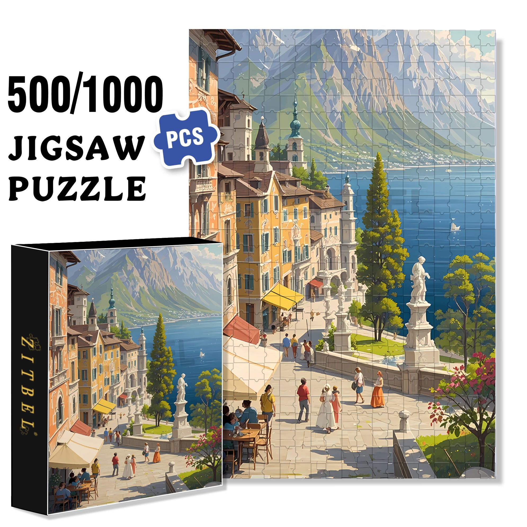 Hot Summer 500pcs/1000pcs Jigsaw Puzzle, Scratch-Resistant, Interactive Family Game & Brain-Boosting DIY Decor, Perfect for Halloween, Christmas & New Year Gifts, Family Puzzle Game