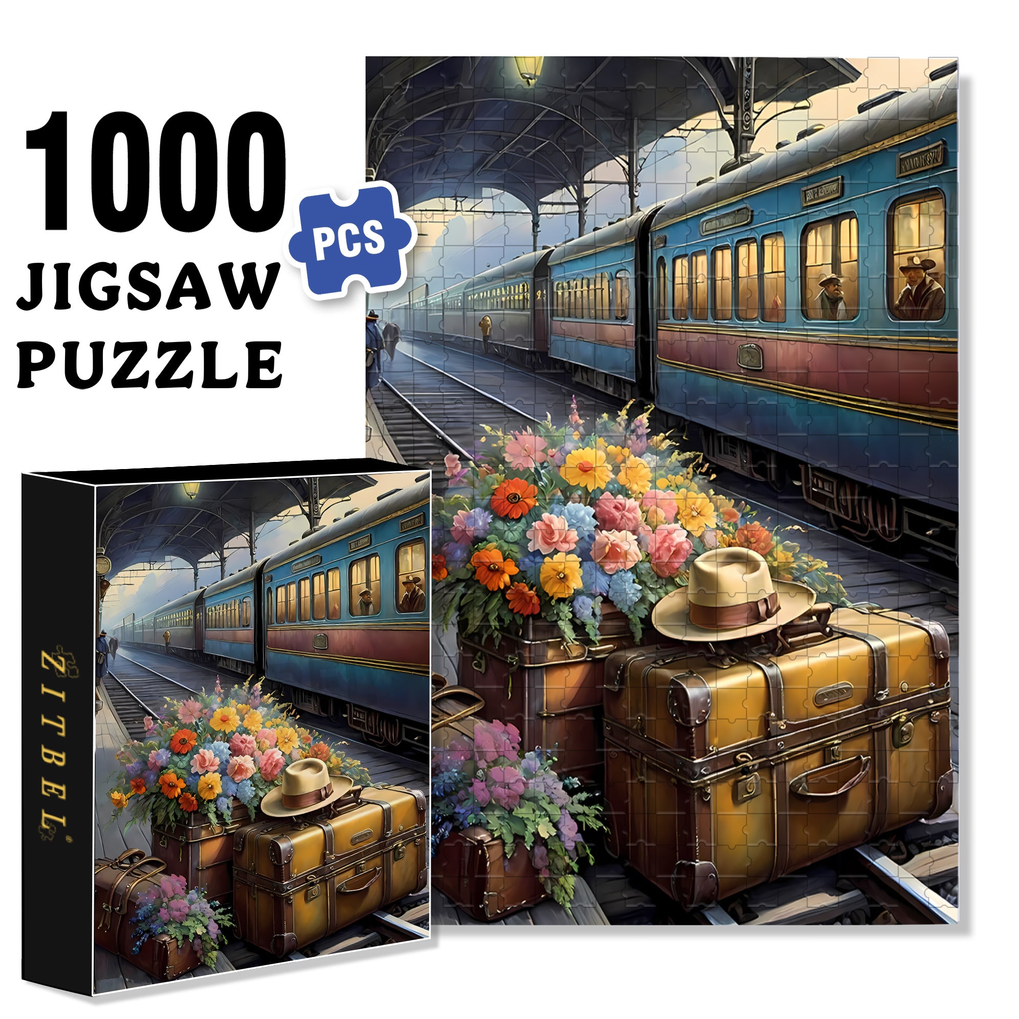 Luggage 500pcs/1000pcs Jigsaw Puzzle, Scratch-Resistant, Interactive Family Game & Brain-Boosting DIY Decor, Perfect for Halloween, Christmas & New Year Gifts, Family Puzzle Game