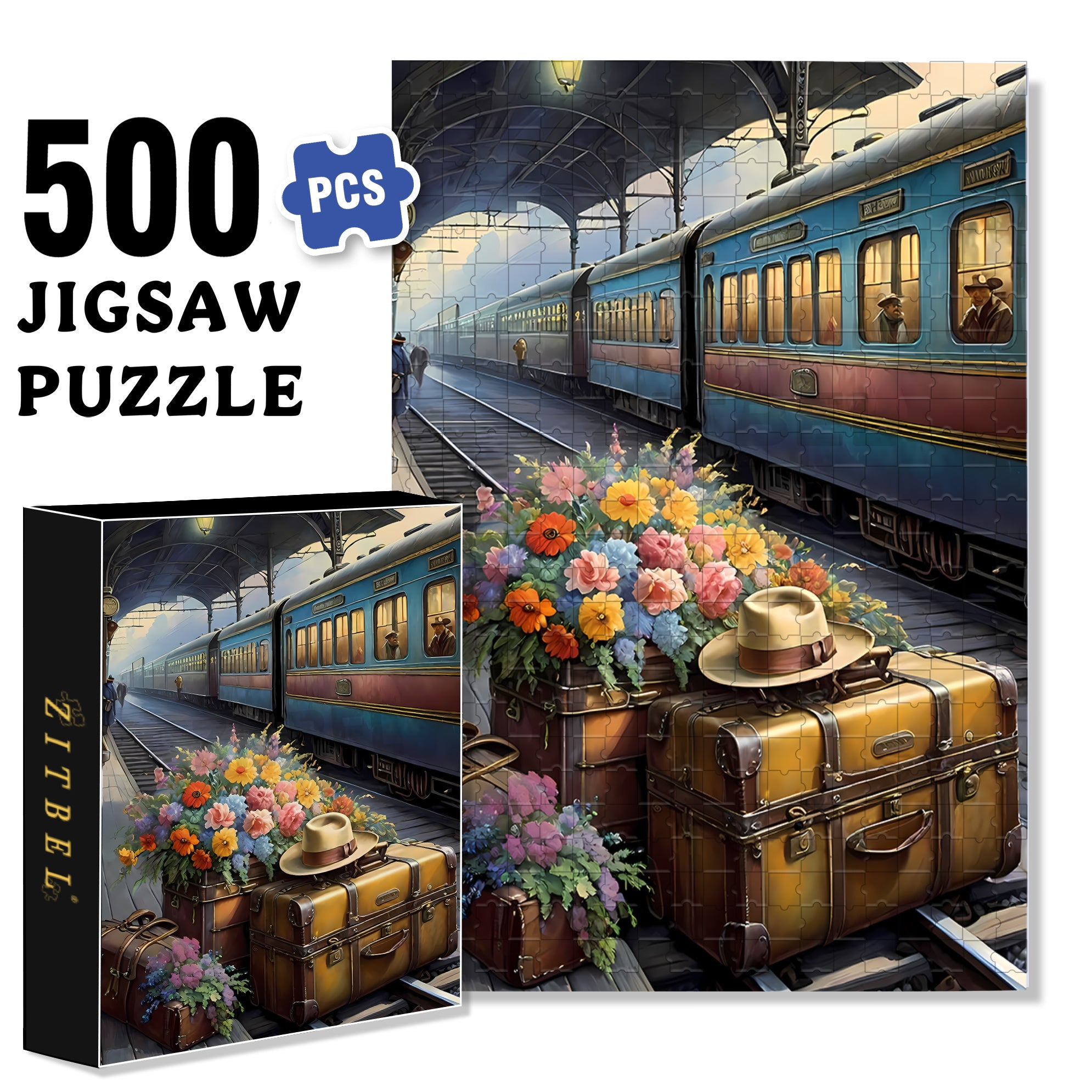Luggage 500pcs/1000pcs Jigsaw Puzzle, Scratch-Resistant, Interactive Family Game & Brain-Boosting DIY Decor, Perfect for Halloween, Christmas & New Year Gifts, Family Puzzle Game
