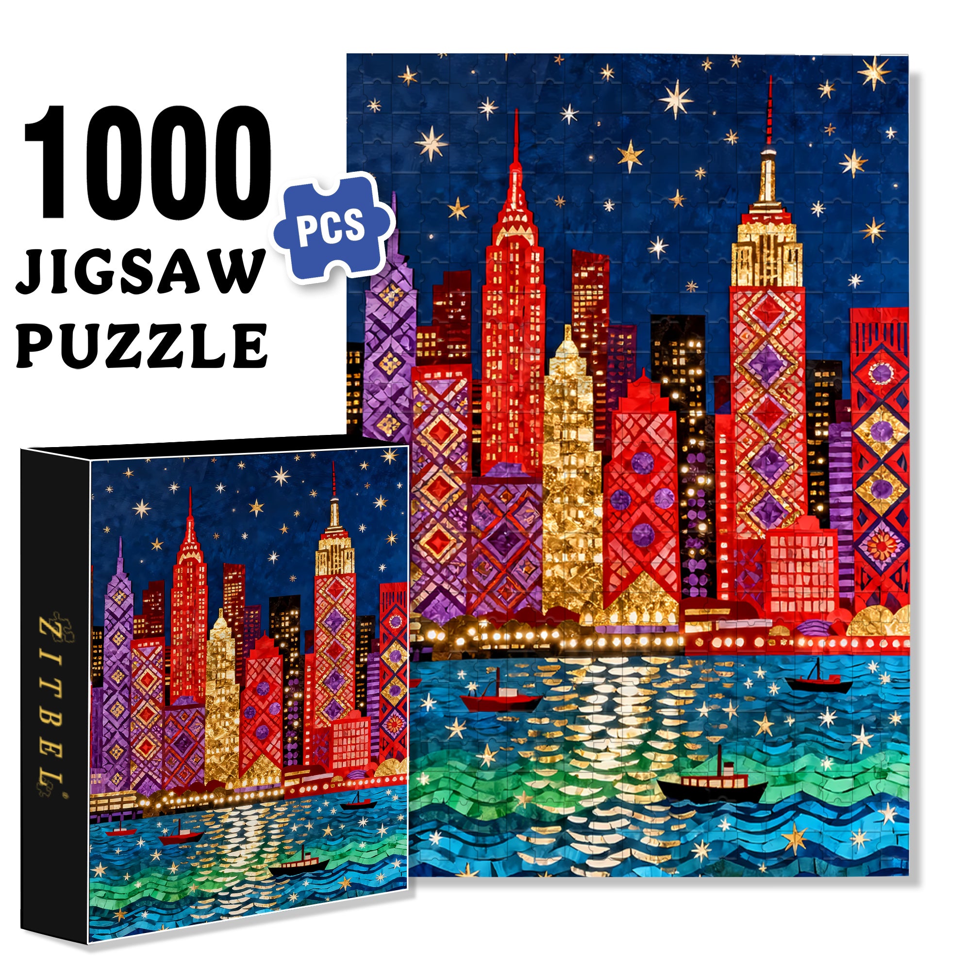 Manhattan 500pcs/1000pcs Jigsaw Puzzle, Scratch-Resistant, Interactive Family Game & Brain-Boosting DIY Decor, Perfect for Halloween, Christmas & New Year Gifts, Family Puzzle Game