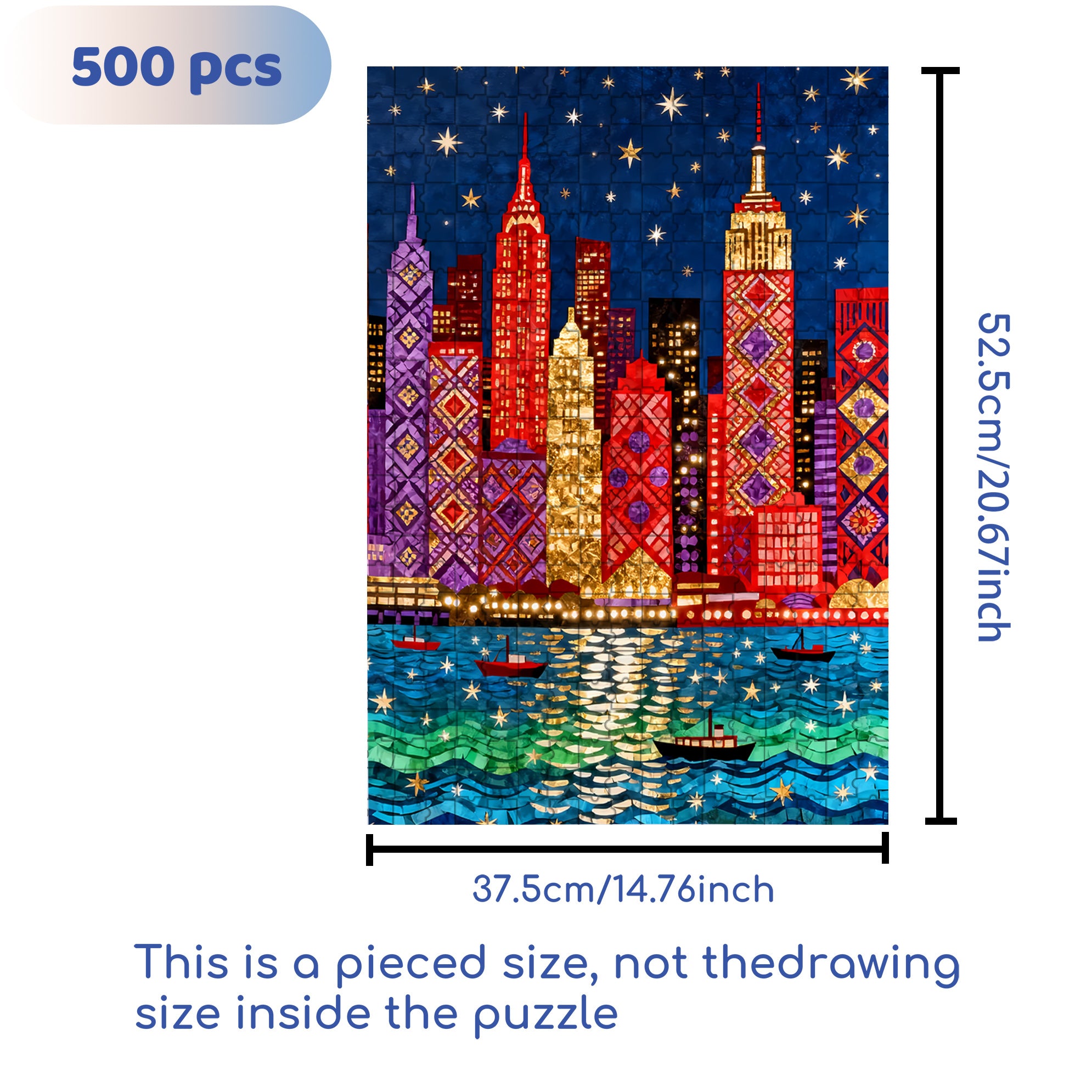 Manhattan 500pcs/1000pcs Jigsaw Puzzle, Scratch-Resistant, Interactive Family Game & Brain-Boosting DIY Decor, Perfect for Halloween, Christmas & New Year Gifts, Family Puzzle Game