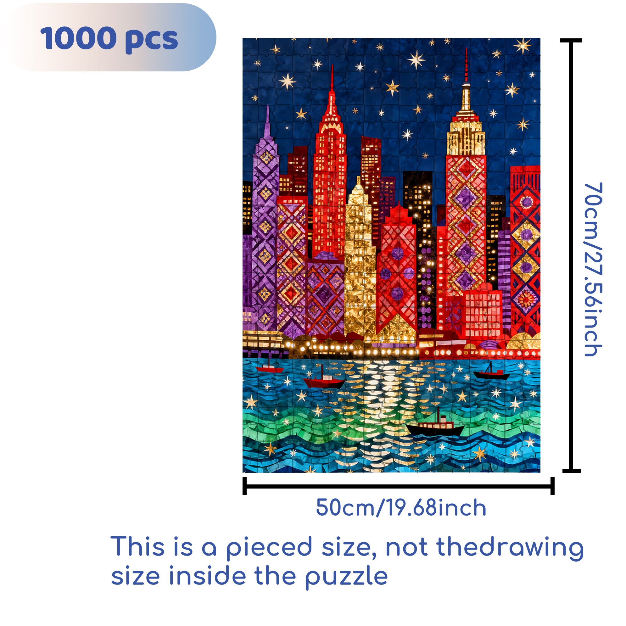 Manhattan 500pcs/1000pcs Jigsaw Puzzle, Scratch-Resistant, Interactive Family Game & Brain-Boosting DIY Decor, Perfect for Halloween, Christmas & New Year Gifts, Family Puzzle Game
