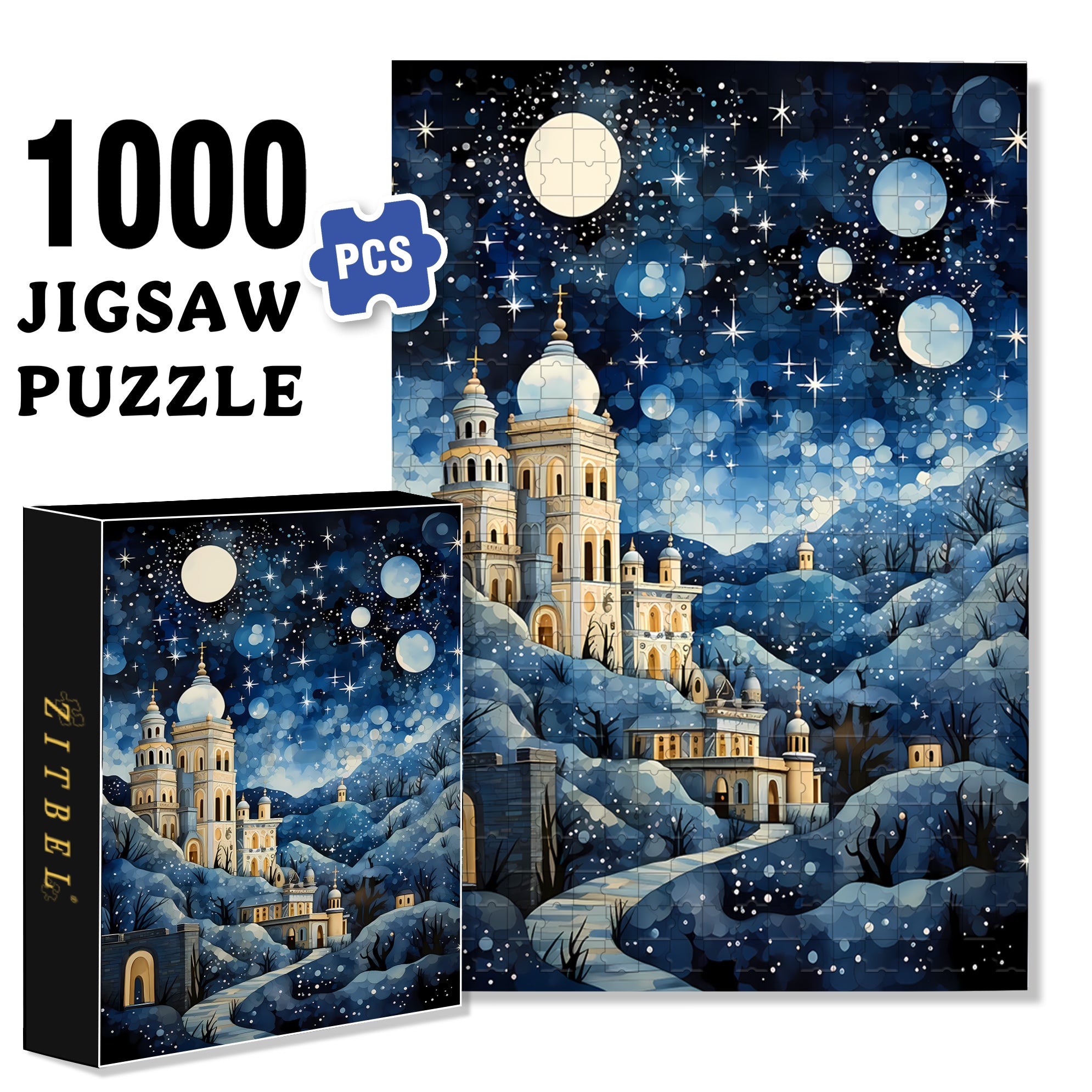 Moonlit Castle 500pcs/1000pcs Jigsaw Puzzle, Scratch-Resistant, Interactive Family Game & Brain-Boosting DIY Decor, Perfect for Halloween, Christmas & New Year Gifts, Family Puzzle Game