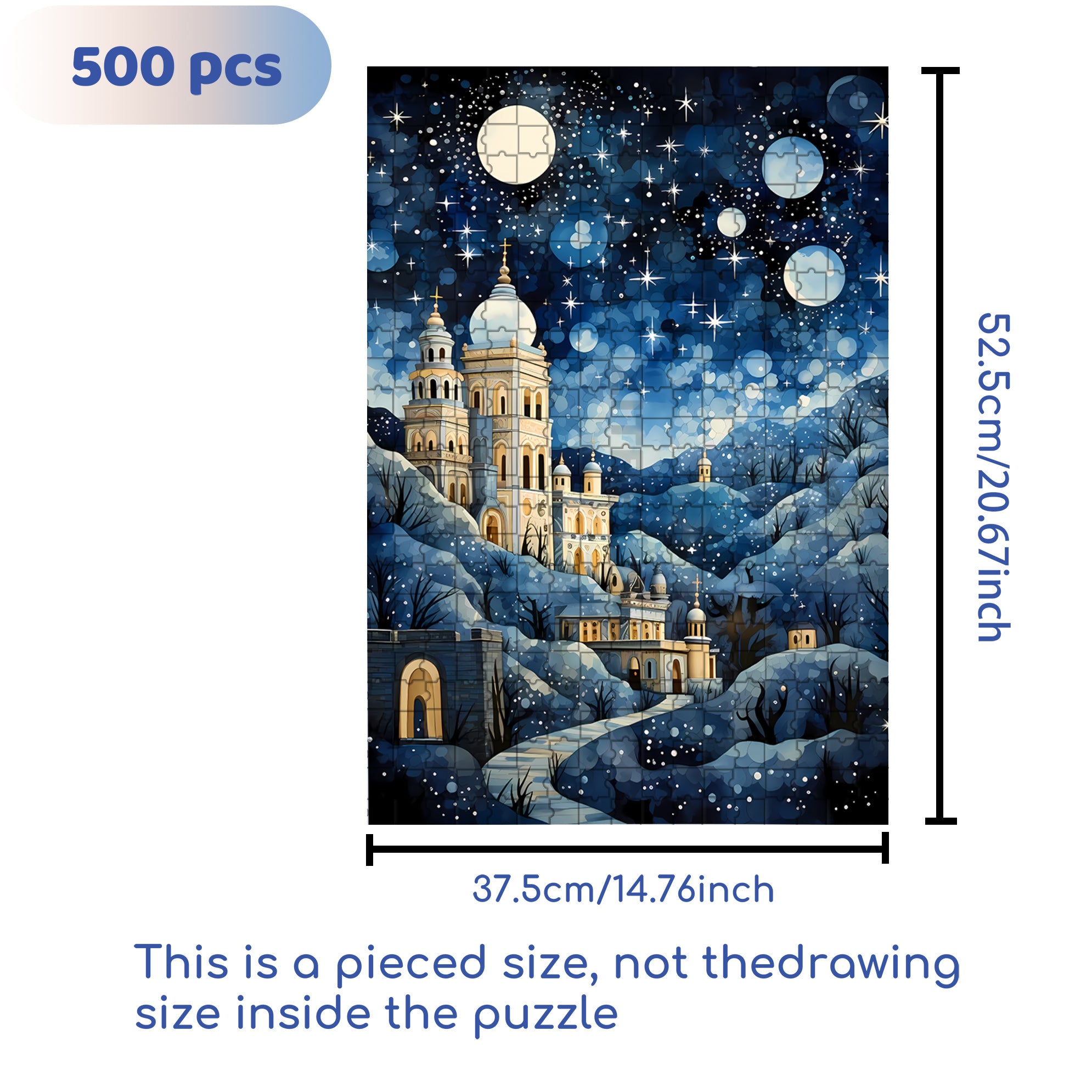 Moonlit Castle 500pcs/1000pcs Jigsaw Puzzle, Scratch-Resistant, Interactive Family Game & Brain-Boosting DIY Decor, Perfect for Halloween, Christmas & New Year Gifts, Family Puzzle Game