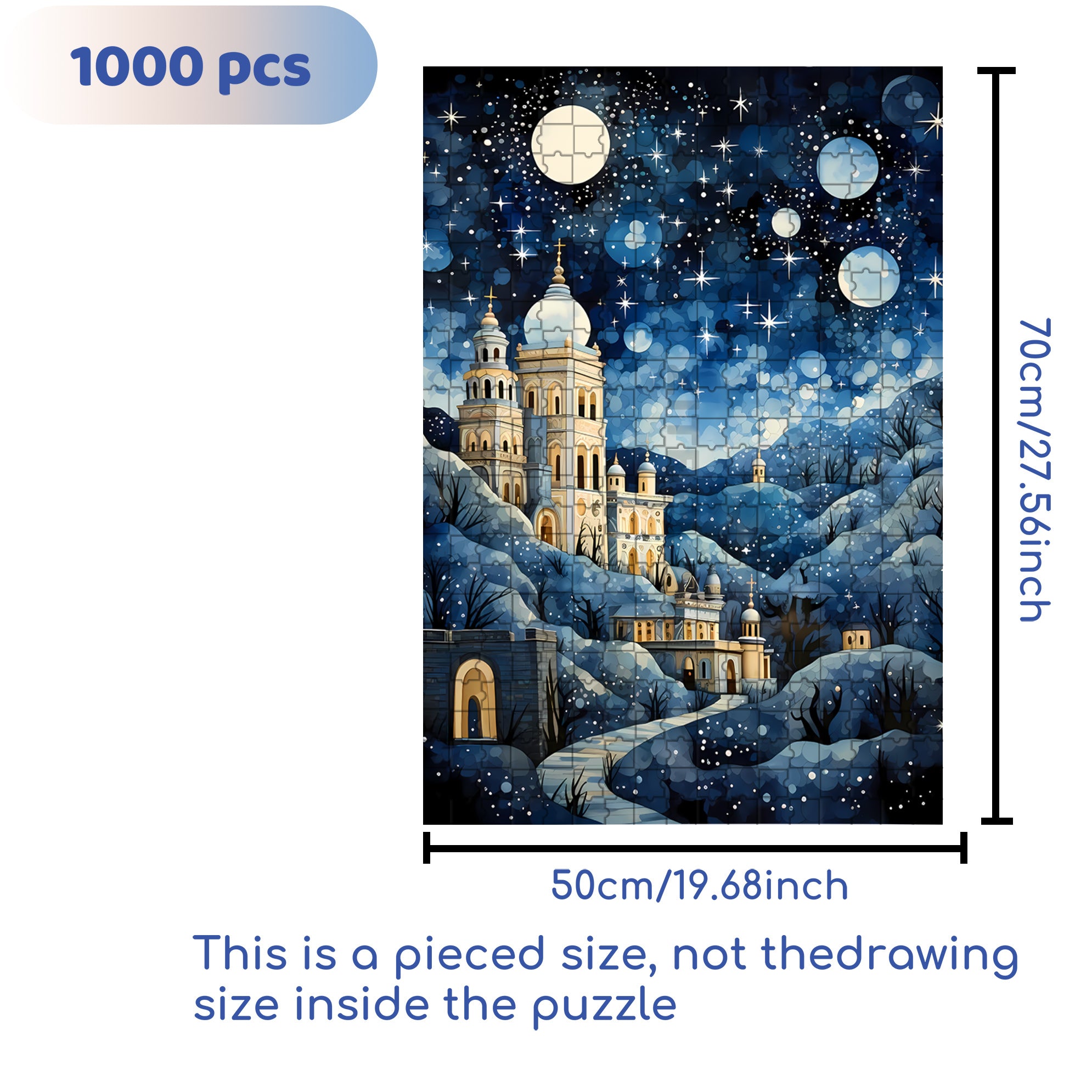 Moonlit Castle 500pcs/1000pcs Jigsaw Puzzle, Scratch-Resistant, Interactive Family Game & Brain-Boosting DIY Decor, Perfect for Halloween, Christmas & New Year Gifts, Family Puzzle Game