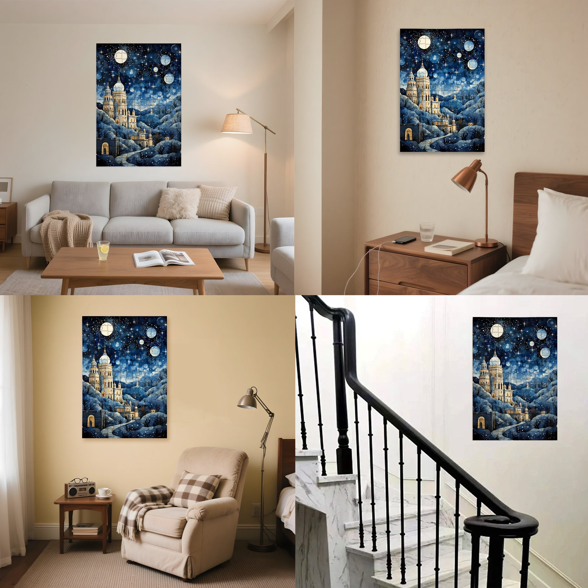 Moonlit Castle 500pcs/1000pcs Jigsaw Puzzle, Scratch-Resistant, Interactive Family Game & Brain-Boosting DIY Decor, Perfect for Halloween, Christmas & New Year Gifts, Family Puzzle Game