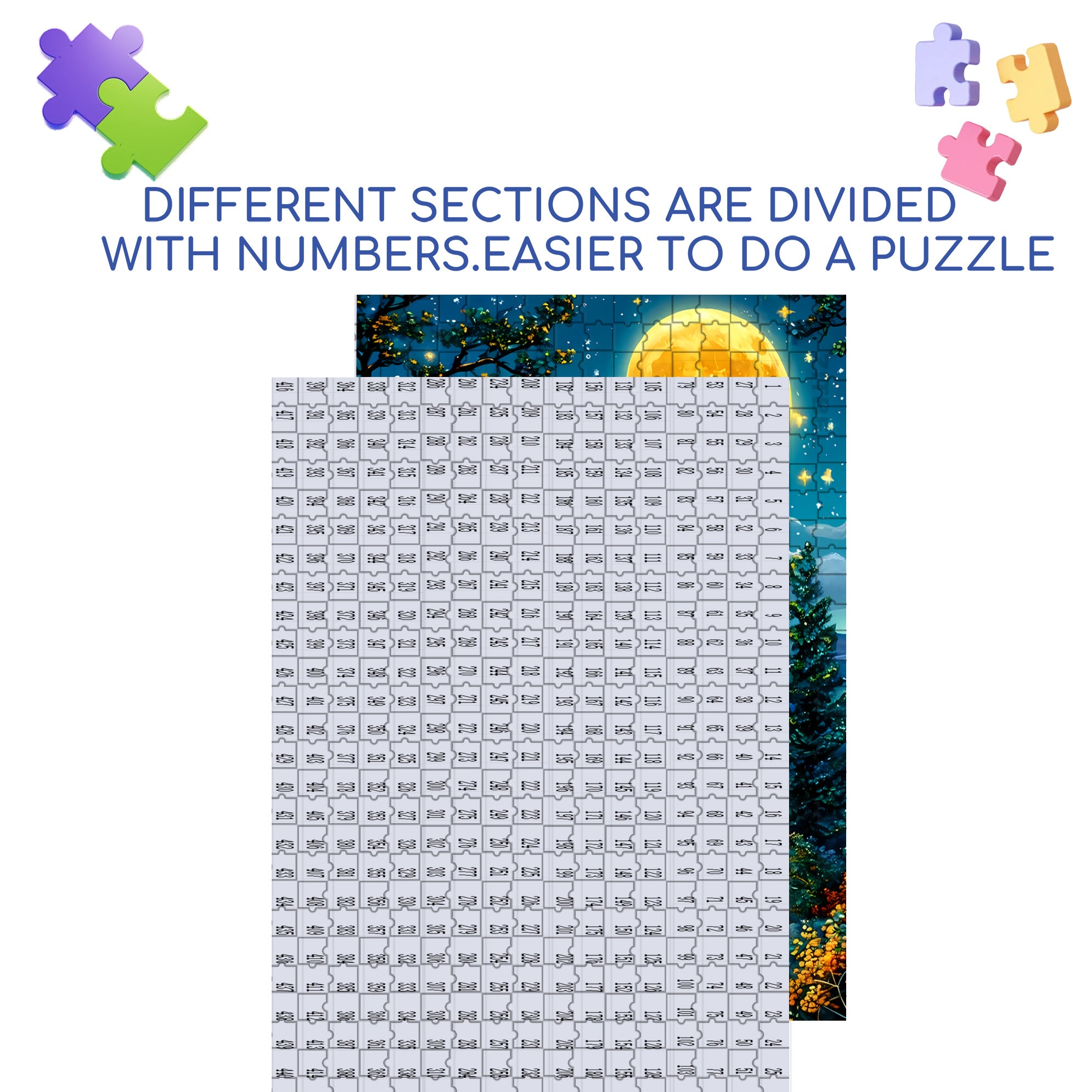 Moonlit Night 500pcs/1000pcs Jigsaw Puzzle, Scratch-Resistant, Interactive Family Game & Brain-Boosting DIY Decor, Perfect for Halloween, Christmas & New Year Gifts, Family Puzzle Game