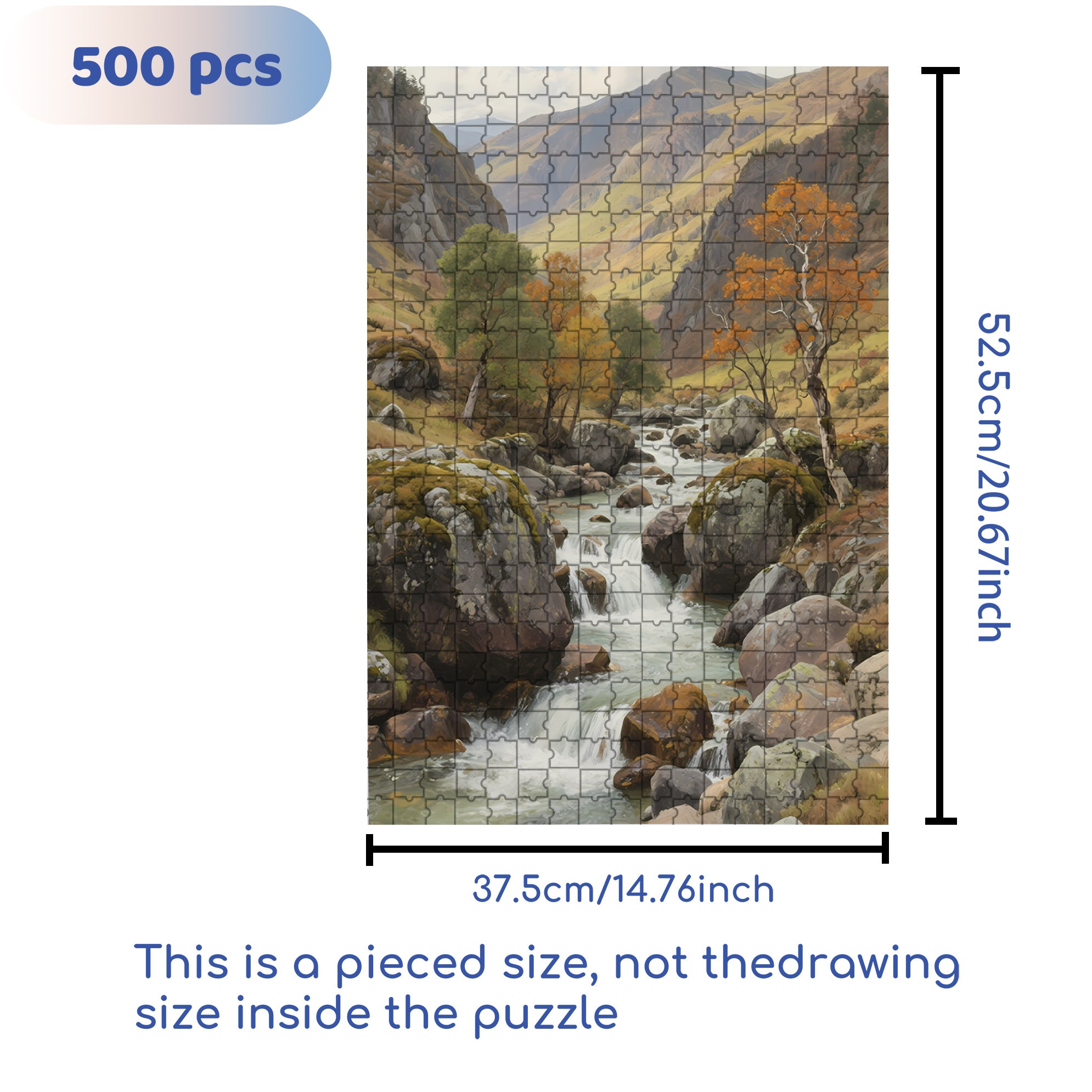 Mountain Stream 500pcs/1000pcs Jigsaw Puzzle, Scratch-Resistant, Interactive Family Game & Brain-Boosting DIY Decor, Perfect for Halloween, Christmas & New Year Gifts, Family Puzzle Game