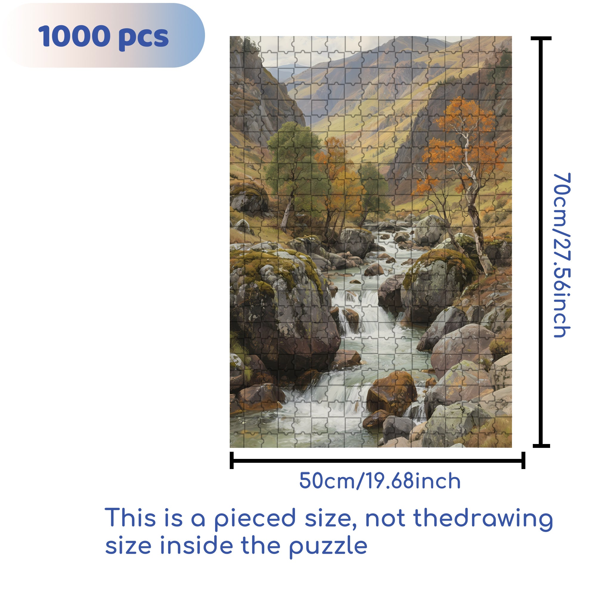 Mountain Stream 500pcs/1000pcs Jigsaw Puzzle, Scratch-Resistant, Interactive Family Game & Brain-Boosting DIY Decor, Perfect for Halloween, Christmas & New Year Gifts, Family Puzzle Game