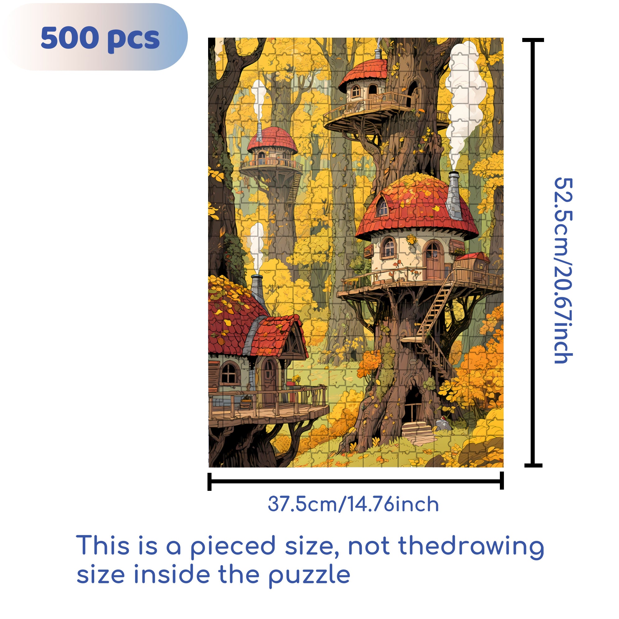 Mushroom House 500pcs/1000pcs Jigsaw Puzzle, Scratch-Resistant, Interactive Family Game & Brain-Boosting DIY Decor, Perfect for Halloween, Christmas & New Year Gifts, Family Puzzle Game