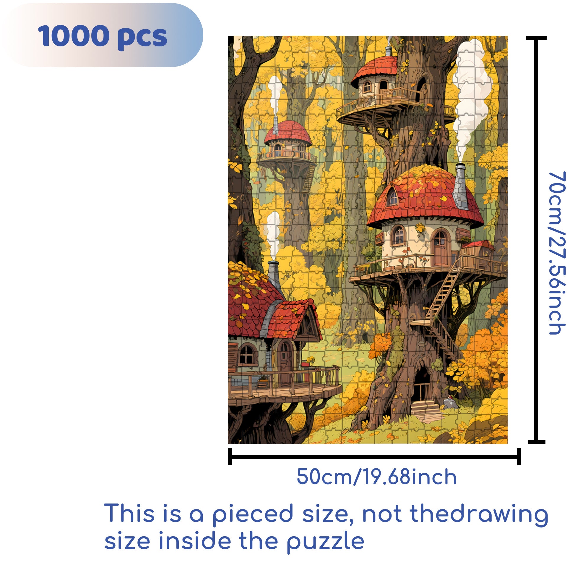Mushroom House 500pcs/1000pcs Jigsaw Puzzle, Scratch-Resistant, Interactive Family Game & Brain-Boosting DIY Decor, Perfect for Halloween, Christmas & New Year Gifts, Family Puzzle Game