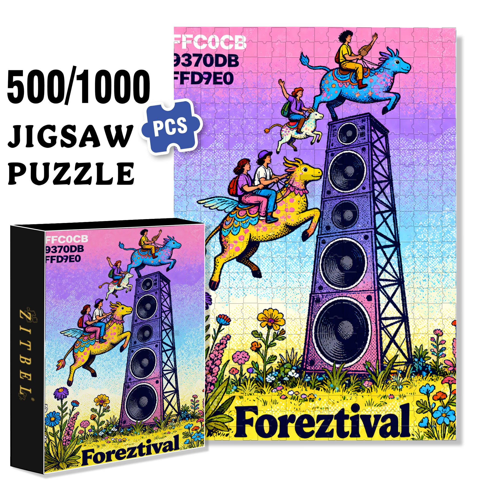 Music Festival 500pcs/1000pcs Jigsaw Puzzle, Scratch-Resistant, Interactive Family Game & Brain-Boosting DIY Decor, Perfect for Halloween, Christmas & New Year Gifts, Family Puzzle Game