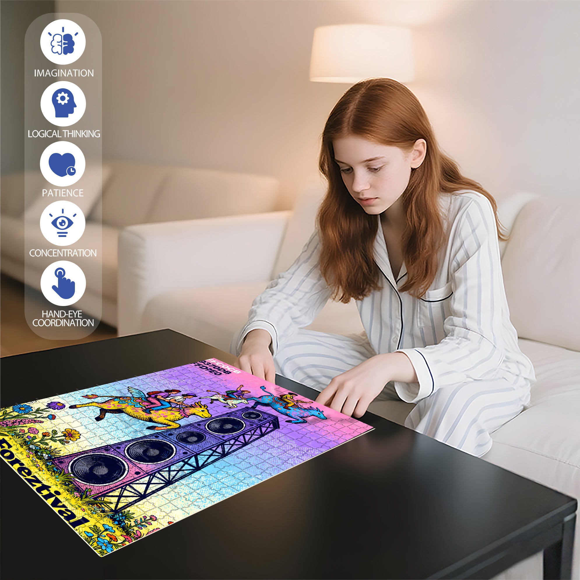 Music Festival 500pcs/1000pcs Jigsaw Puzzle, Scratch-Resistant, Interactive Family Game & Brain-Boosting DIY Decor, Perfect for Halloween, Christmas & New Year Gifts, Family Puzzle Game