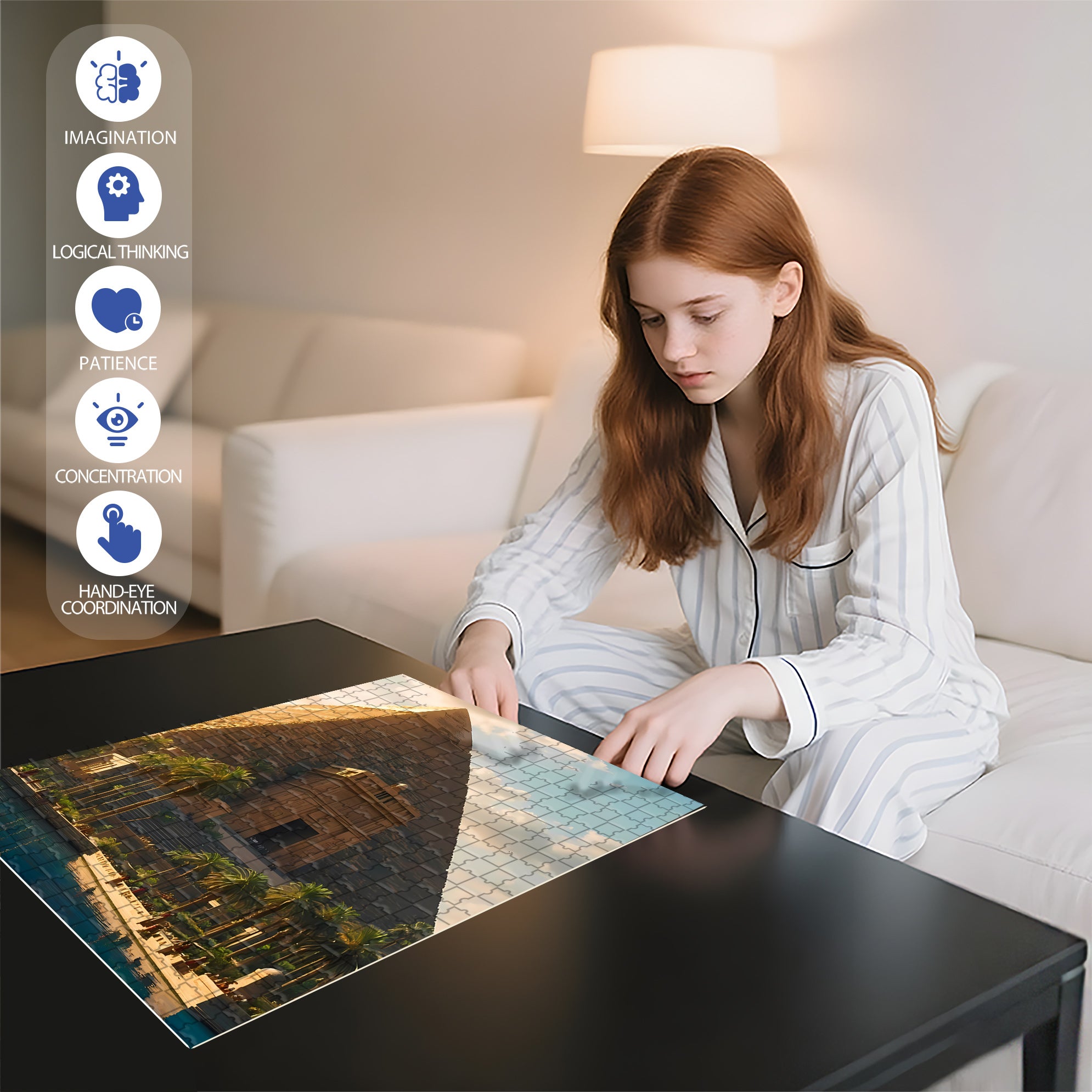Mysterious Palace 500pcs/1000pcs Jigsaw Puzzle, Scratch-Resistant, Interactive Family Game & Brain-Boosting DIY Decor, Perfect for Halloween, Christmas & New Year Gifts, Family Puzzle Game