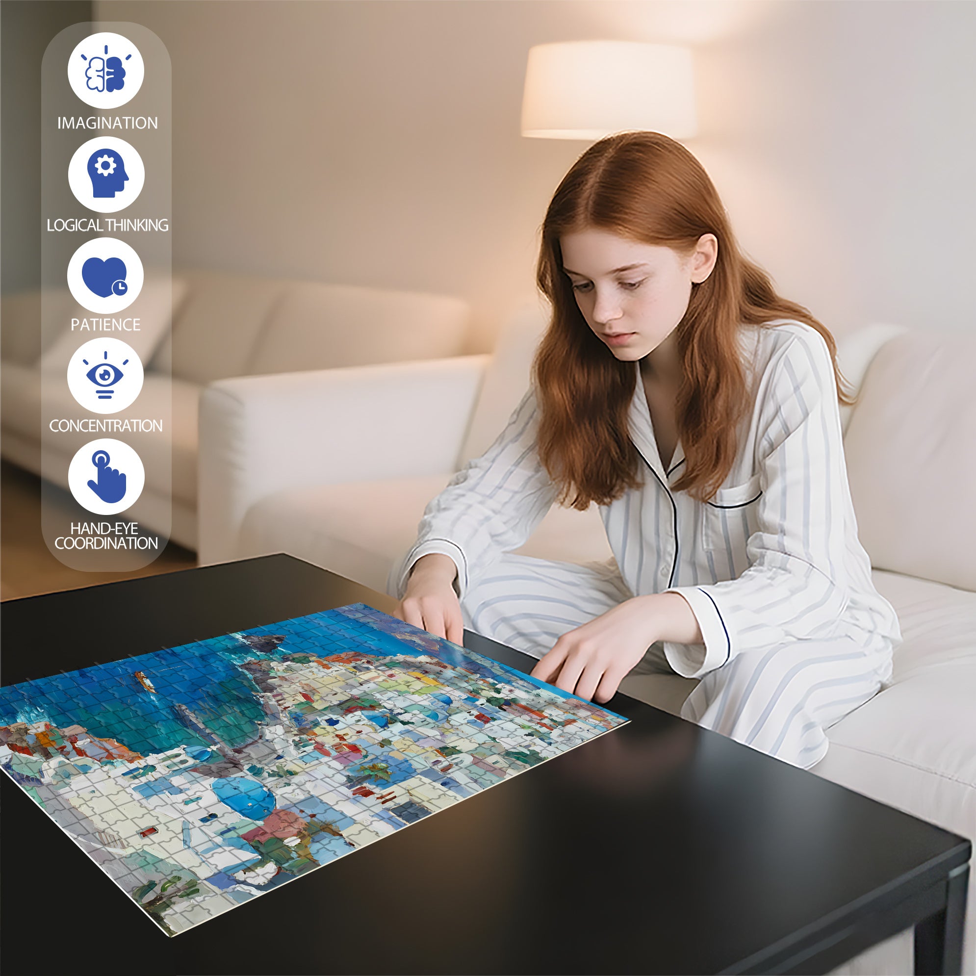 Open 500pcs/1000pcs Jigsaw Puzzle, Scratch-Resistant, Interactive Family Game & Brain-Boosting DIY Decor, Perfect for Halloween, Christmas & New Year Gifts, Family Puzzle Game