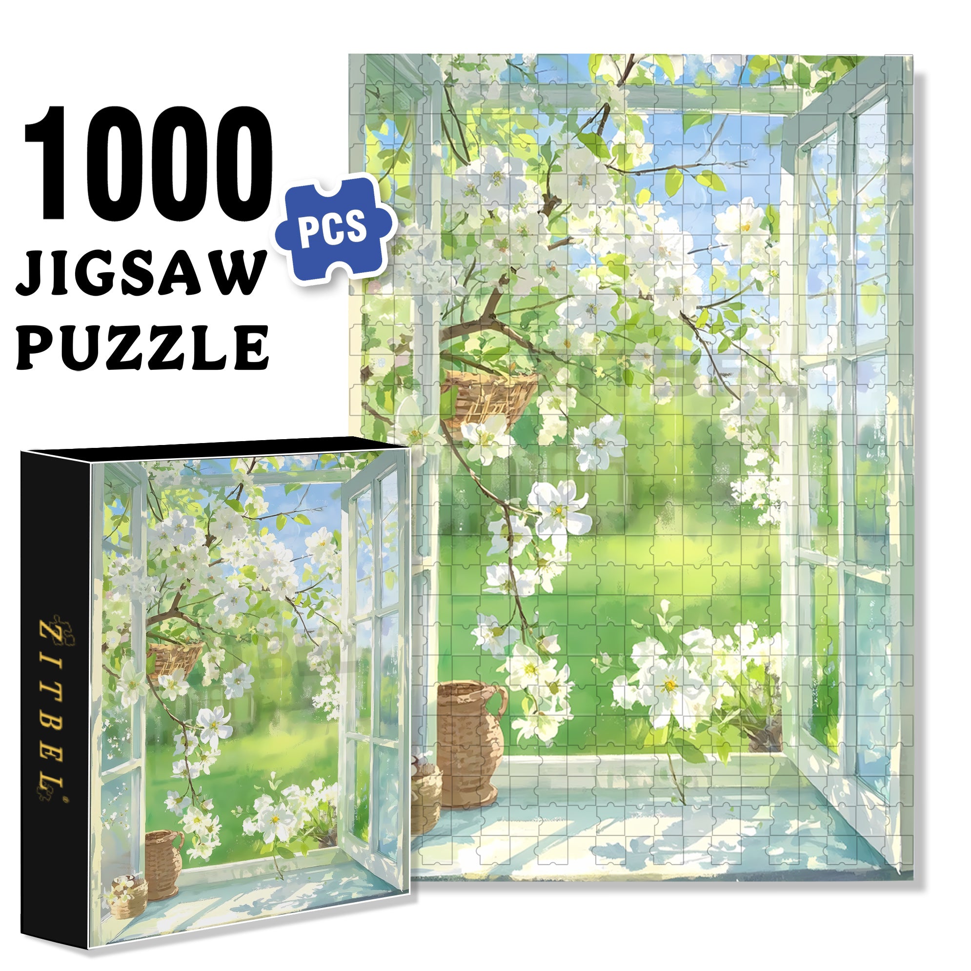 Outside The Window 500pcs/1000pcs Jigsaw Puzzle, Scratch-Resistant, Interactive Family Game & Brain-Boosting DIY Decor, Perfect for Halloween, Christmas & New Year Gifts, Family Puzzle Game
